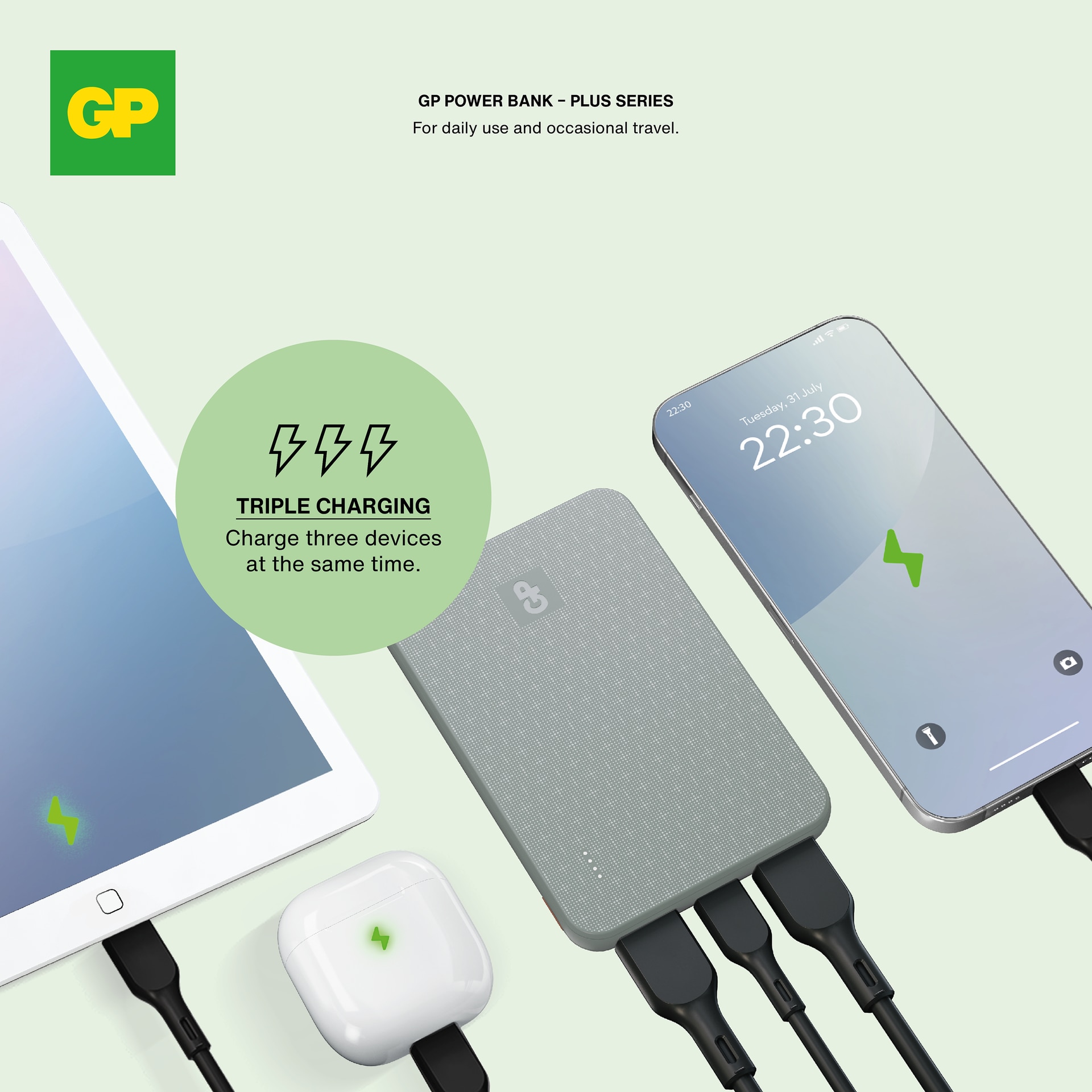 Powerbank Plus 5000mAh Grå
