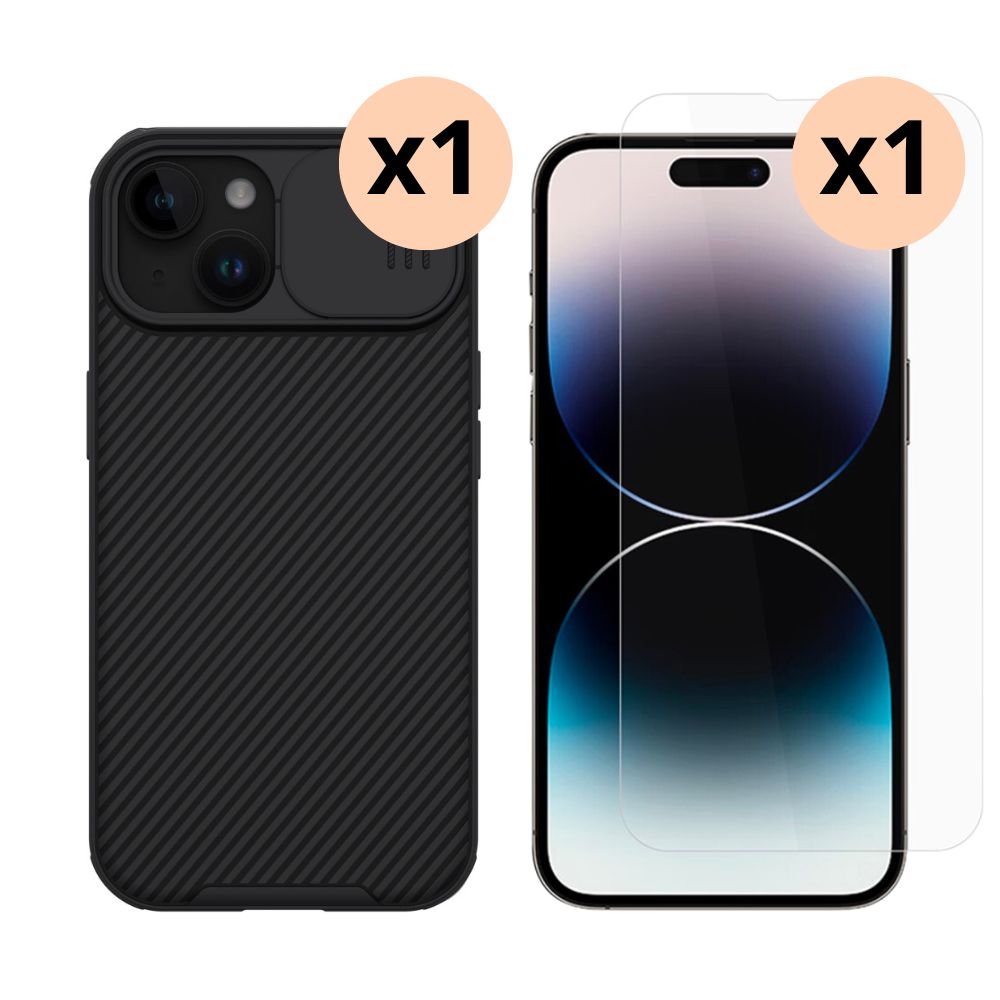 iPhone 15 Plus Kit med CamShield Skal och Skärmskydd