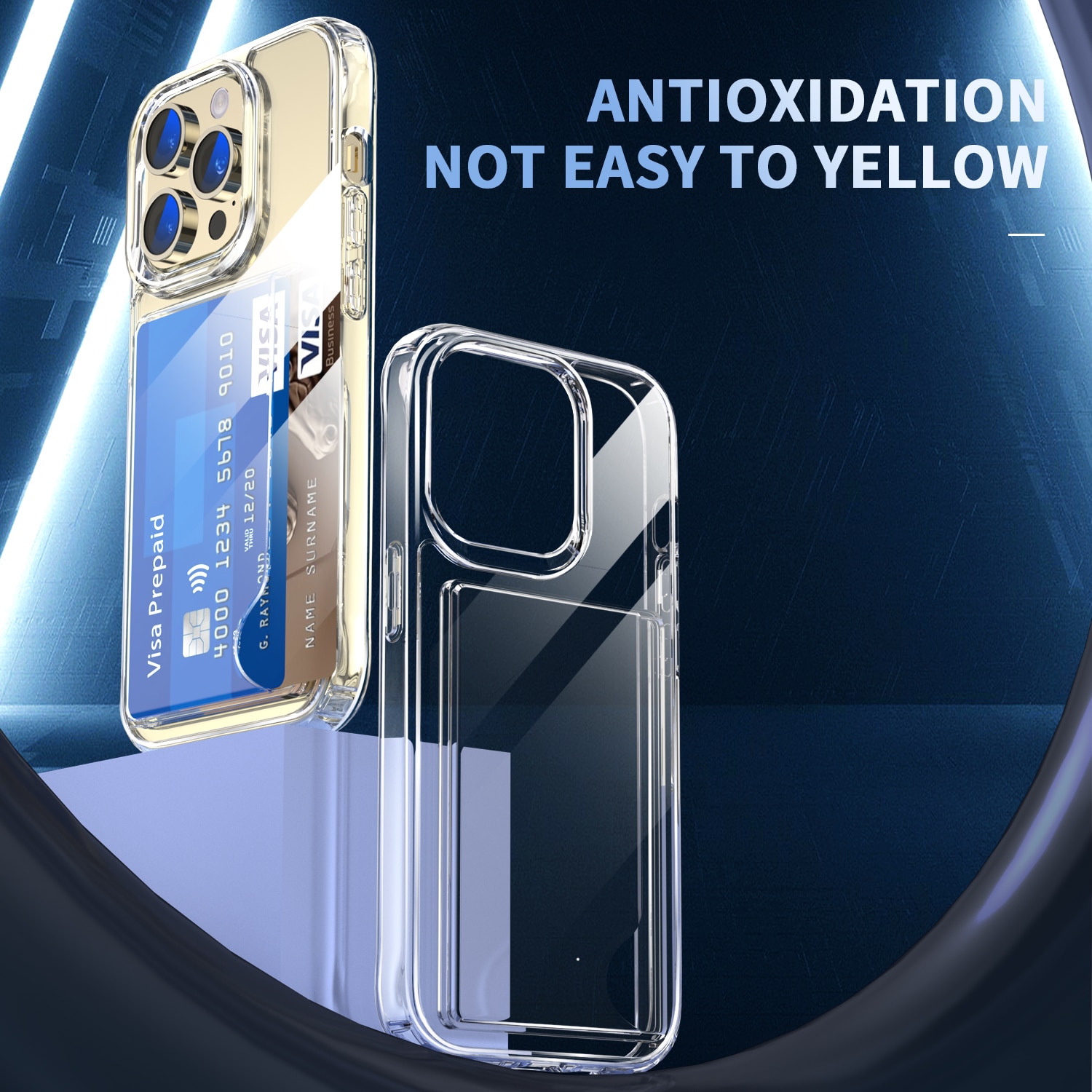 Hybridskal Kortfack iPhone 15 Pro Genomskinlig