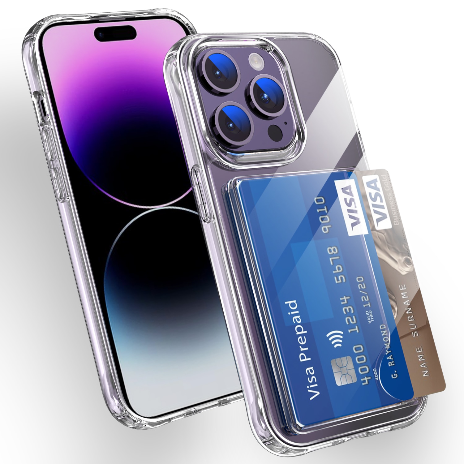 Hybridskal Kortfack iPhone 15 Pro Genomskinlig