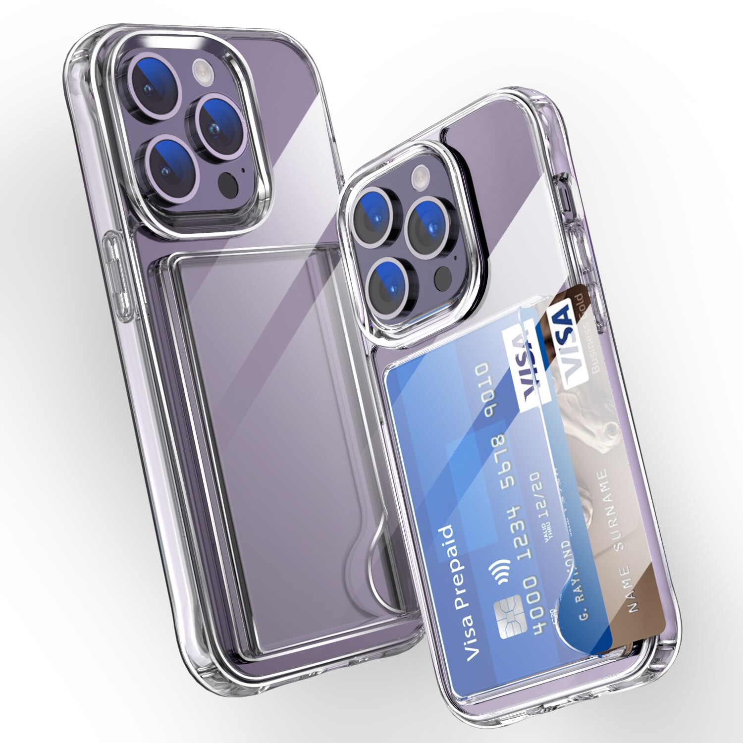 Hybridskal Kortfack iPhone 15 Pro Genomskinlig