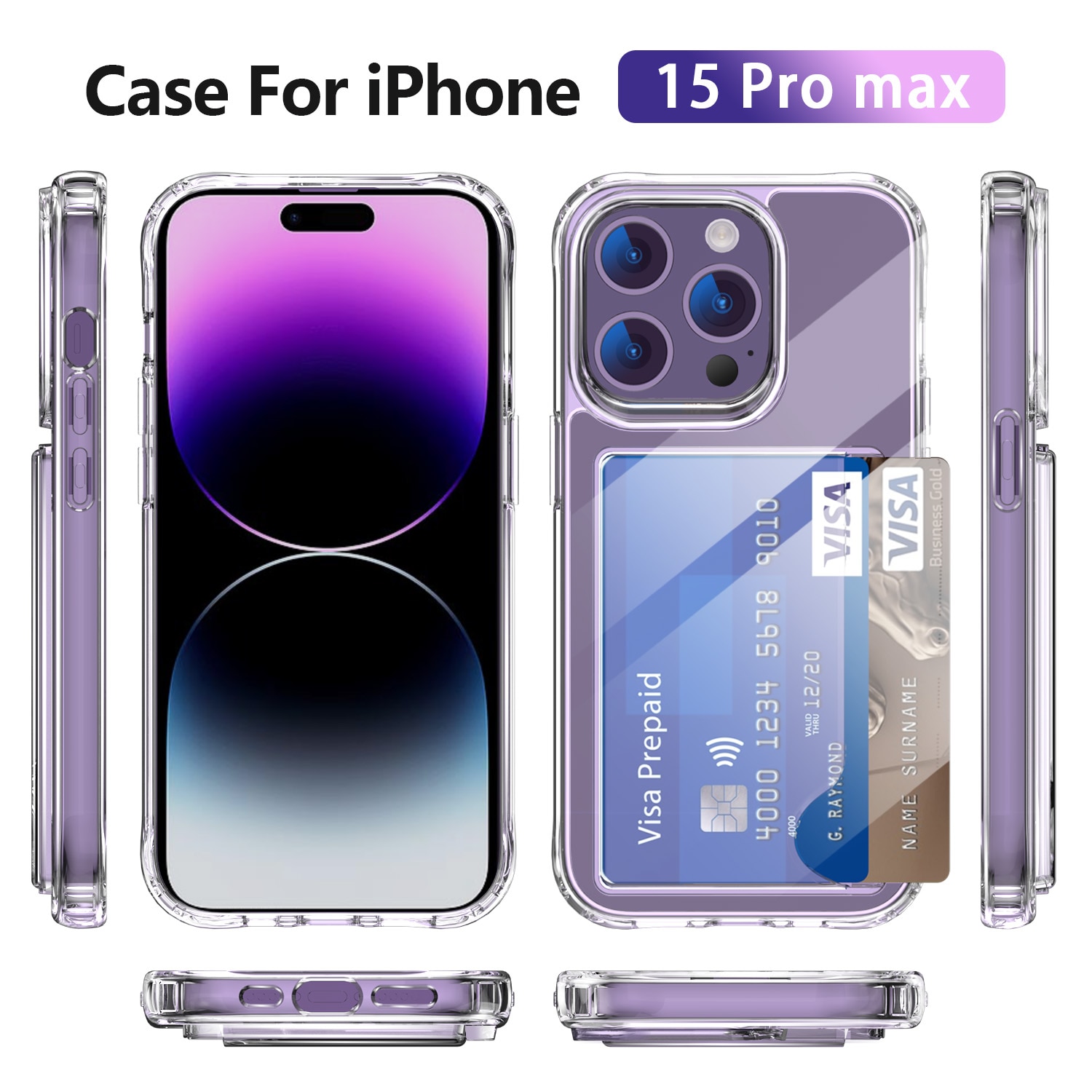 Hybridskal Kortfack iPhone 15 Pro Max transparent