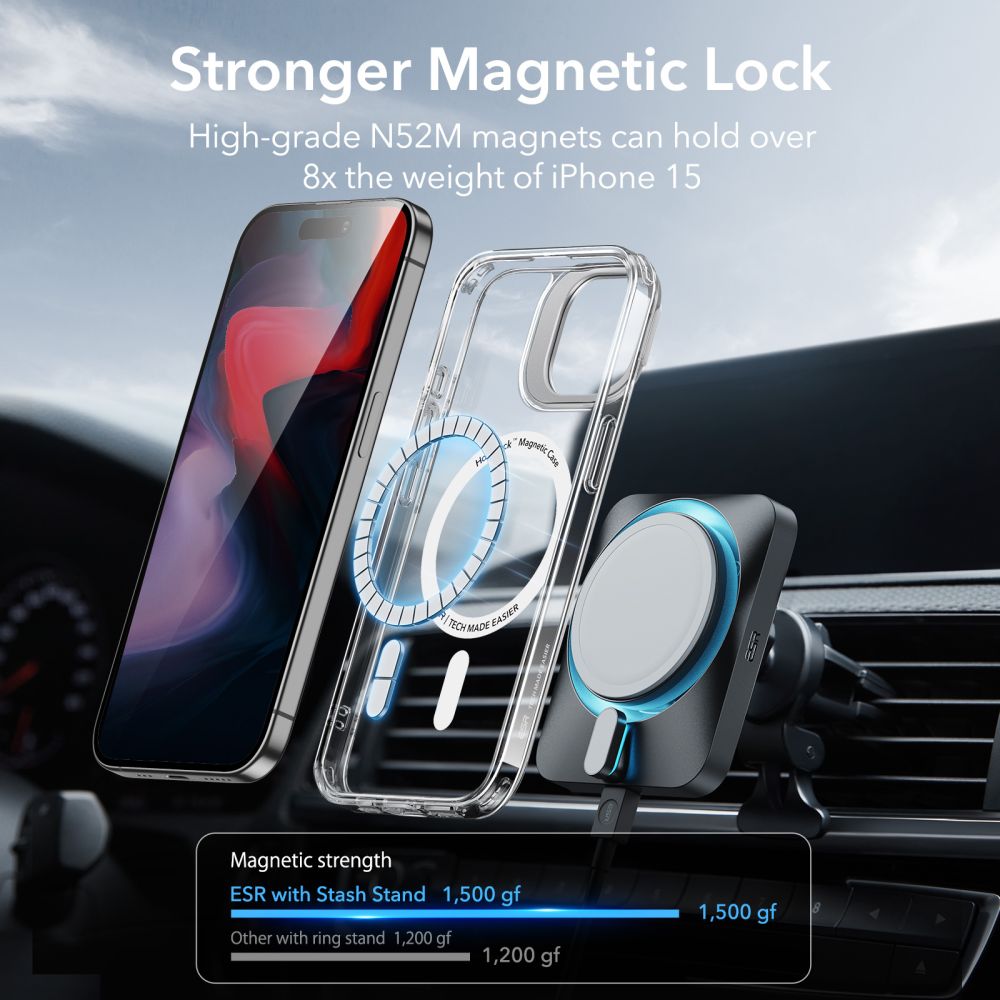 Classic Kickstand HaloLock MagSafe iPhone 15 Pro Max Clear