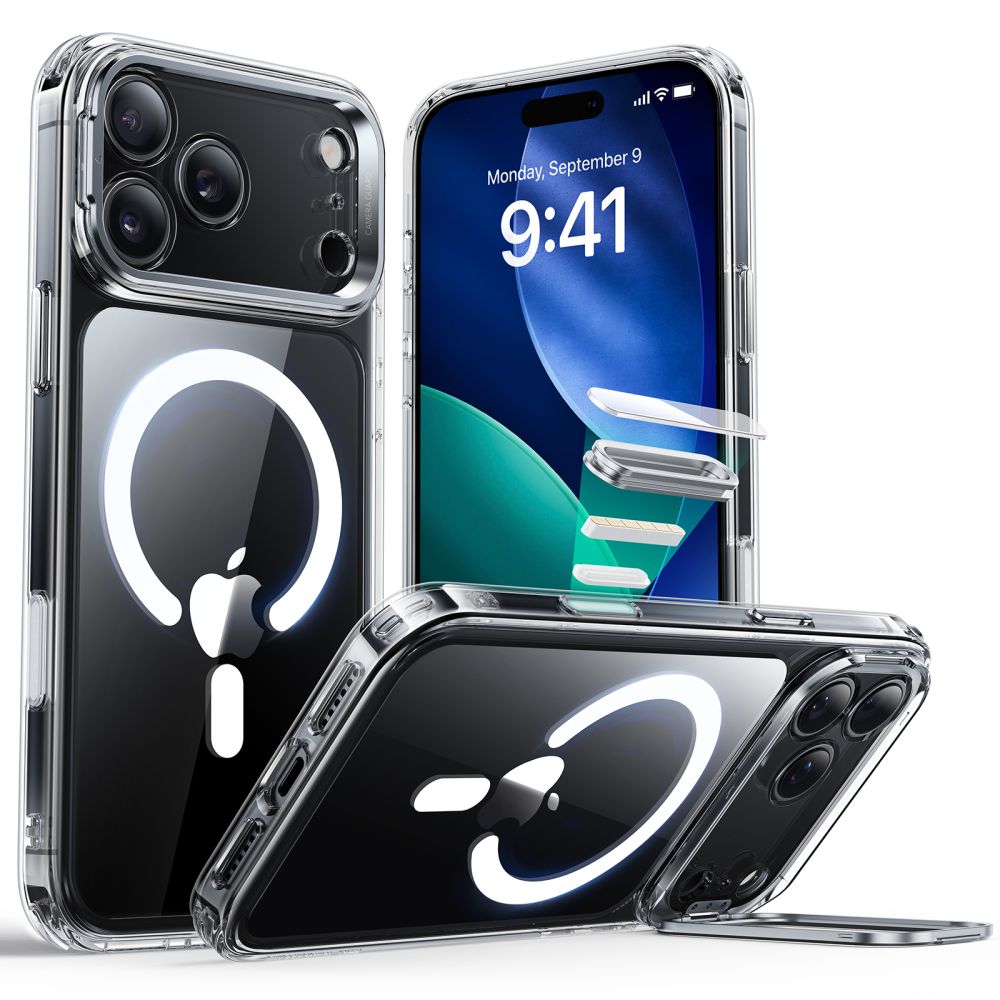 Classic Kickstand HaloLock MagSafe iPhone 17 Pro Genomskinlig