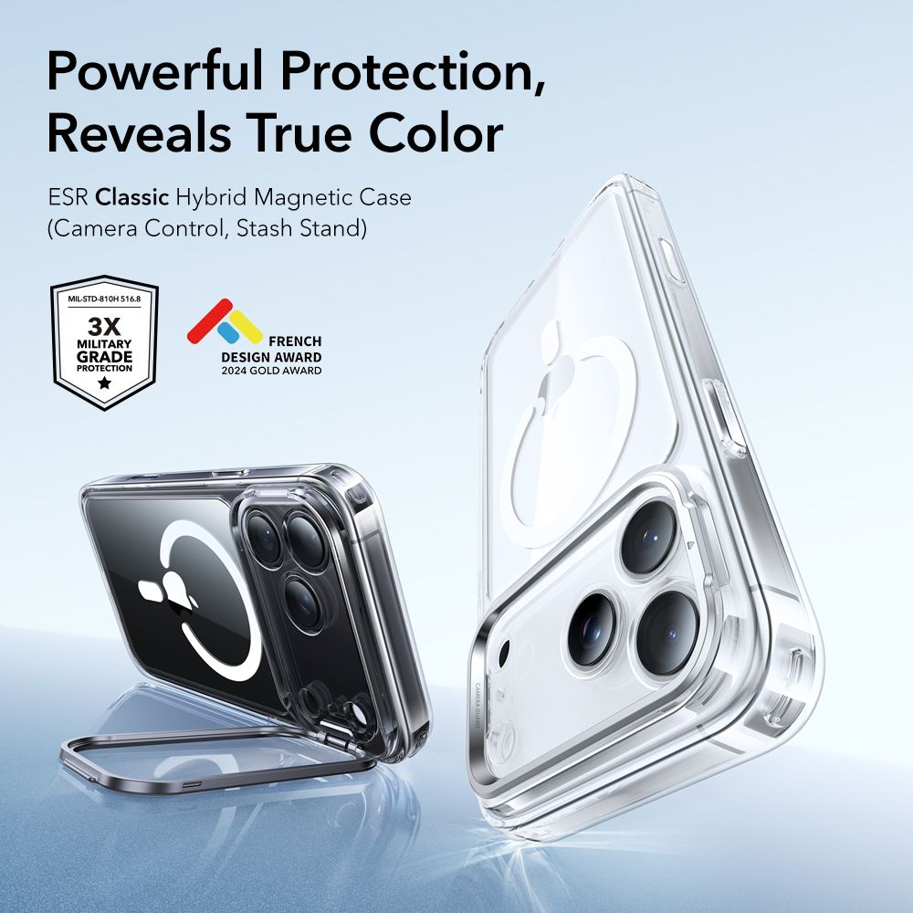 Classic Kickstand HaloLock MagSafe iPhone 17 Pro Genomskinlig