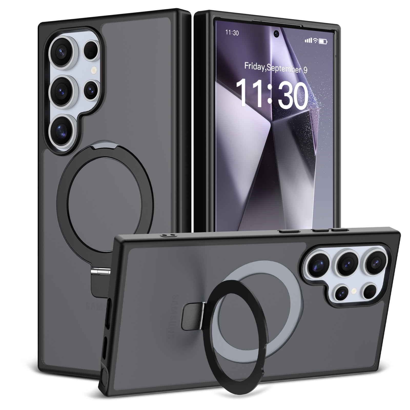 Hybridskal Magnetic Ring Samsung Galaxy S24 Ultra Svart