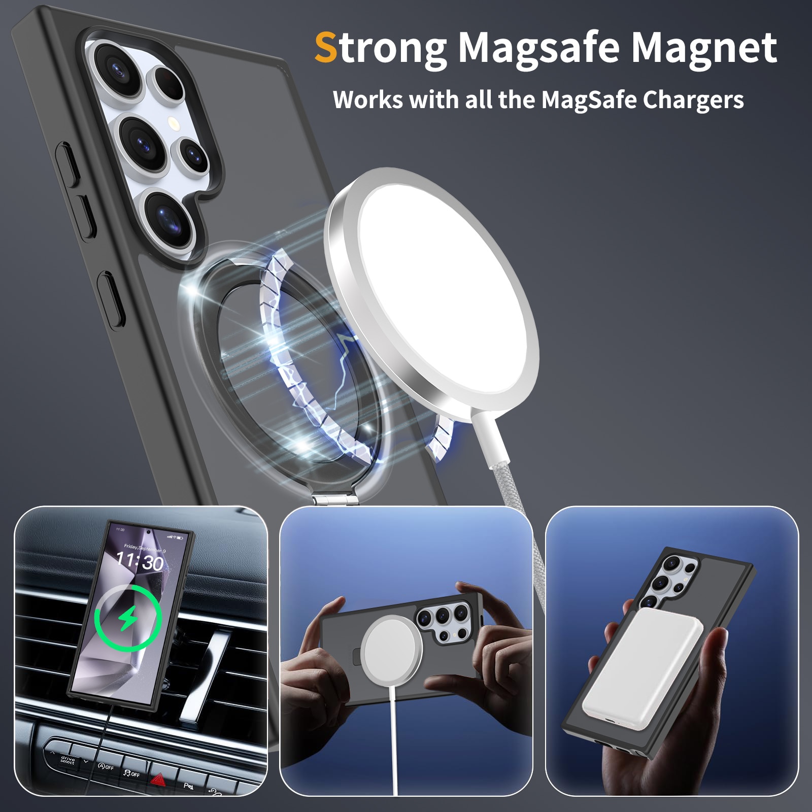 Hybridskal Magnetic Ring Samsung Galaxy S24 Ultra Svart