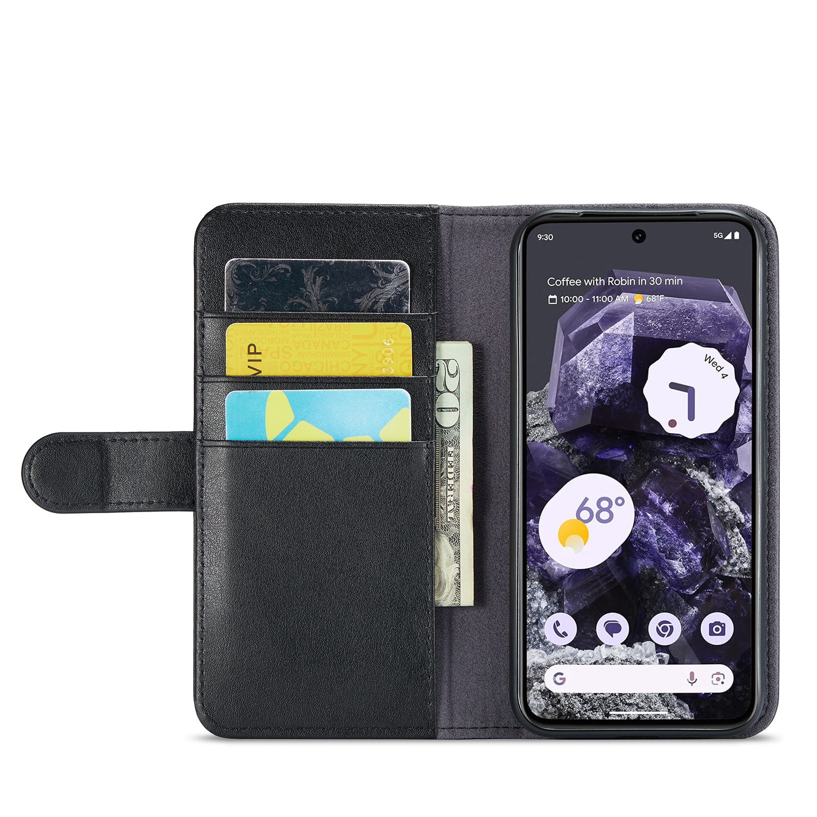 Äkta Läderfodral Google Pixel 8a Svart