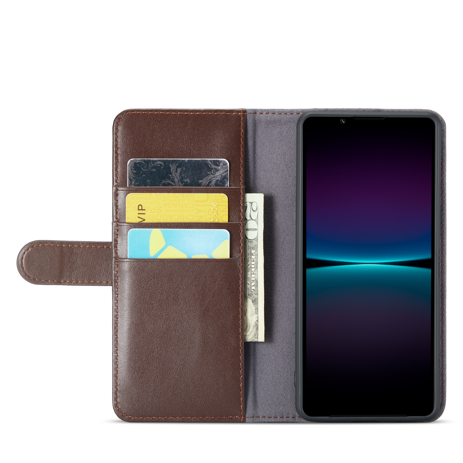 Äkta Läderfodral Sony Xperia 1 VI Brun