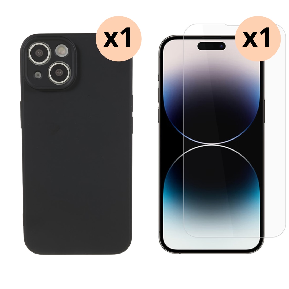 iPhone 15 Kit med TPU-skal och Skärmskydd