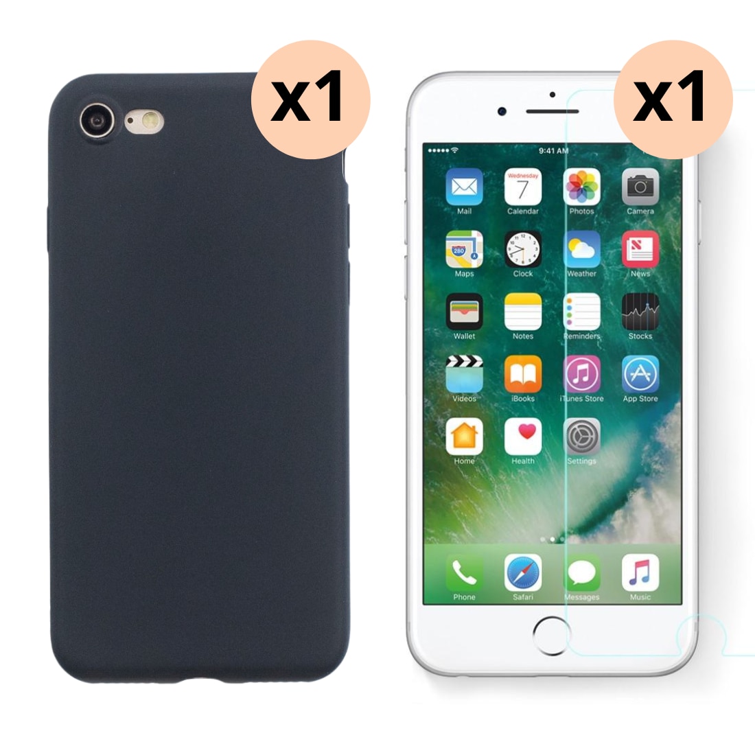 iPhone 8 Kit med TPU-skal och Skärmskydd