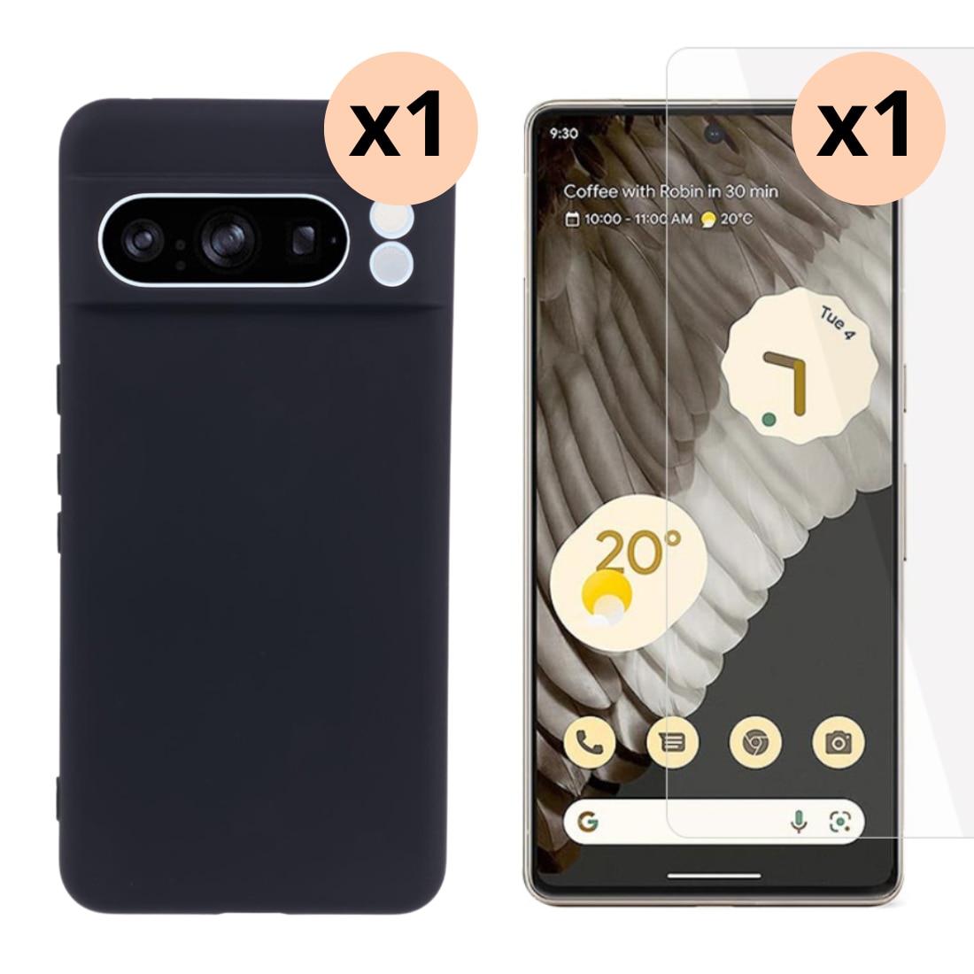 Google Pixel 8 Pro Kit med TPU-skal och Skärmskydd