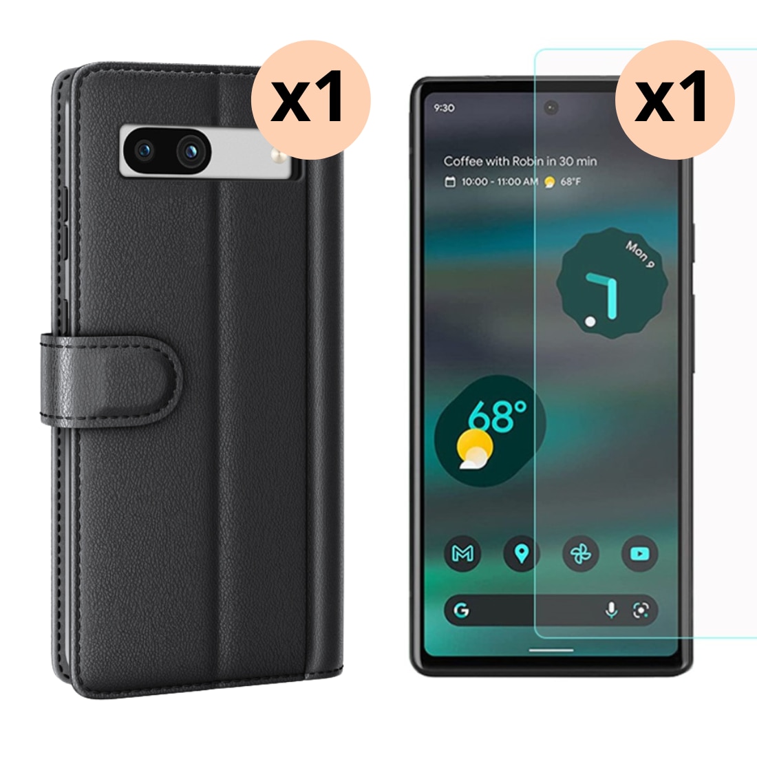 Google Pixel 7a Kit med Fodral och Skärmskydd
