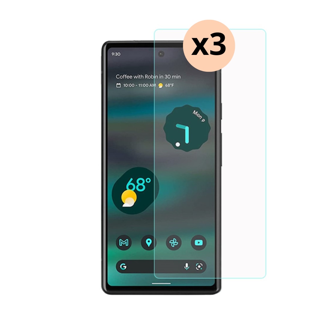 Google Pixel 7a, 3-pack Härdat Glas 0.3mm Skärmskydd