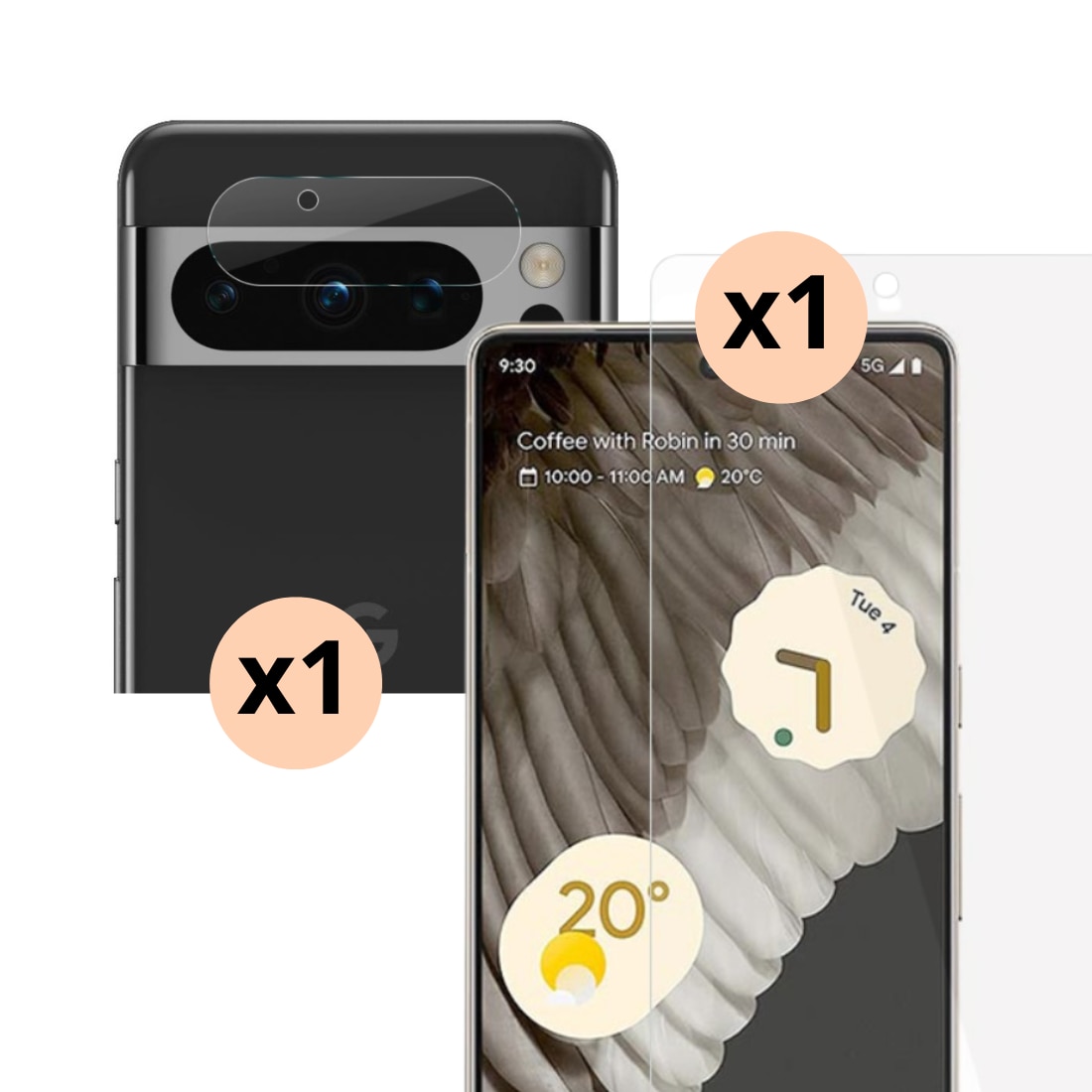 Google Pixel 8 Pro Kameraskydd och Skärmskydd Härdat Glas