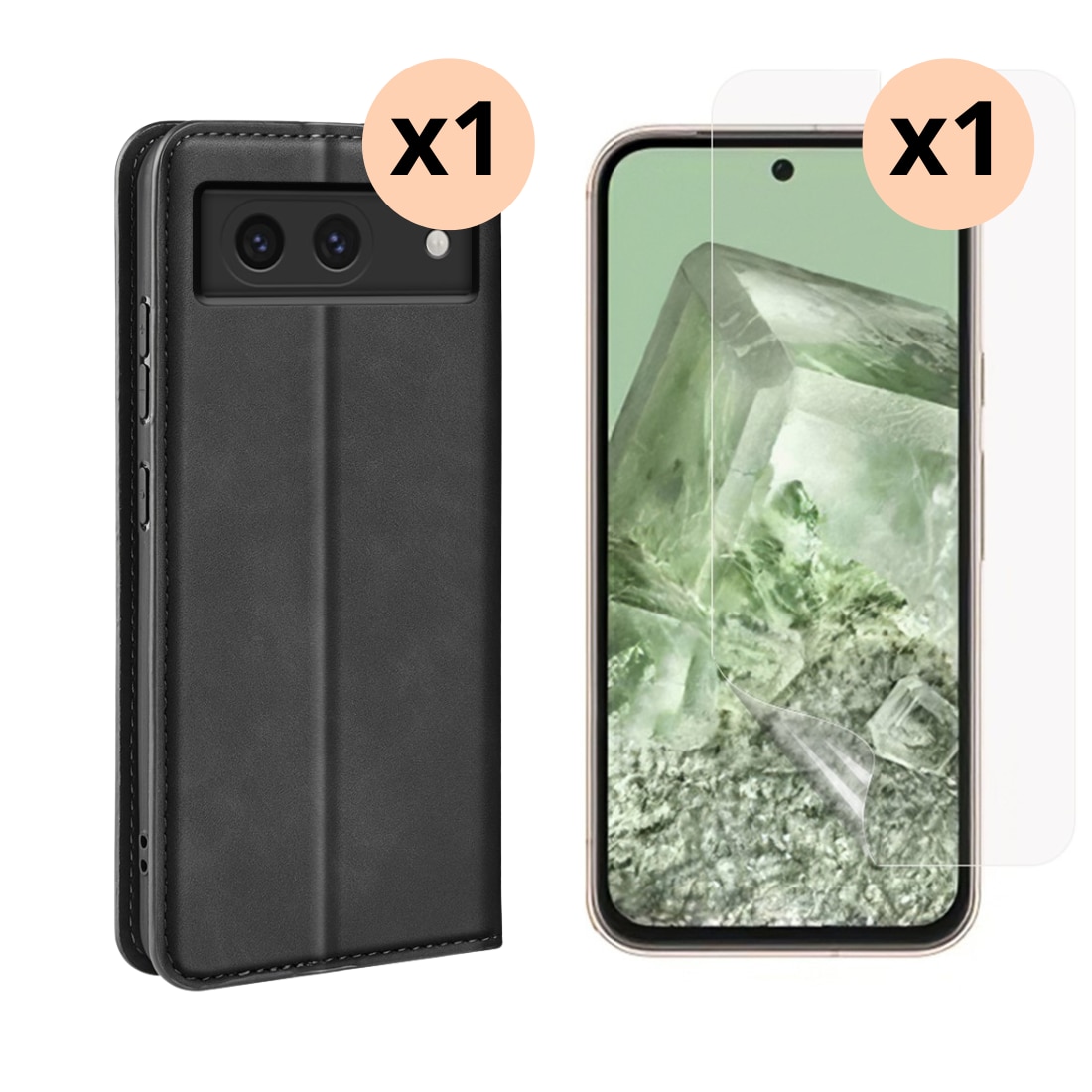 Google Pixel 8a Kit med Tunt fodral och Skärmskydd