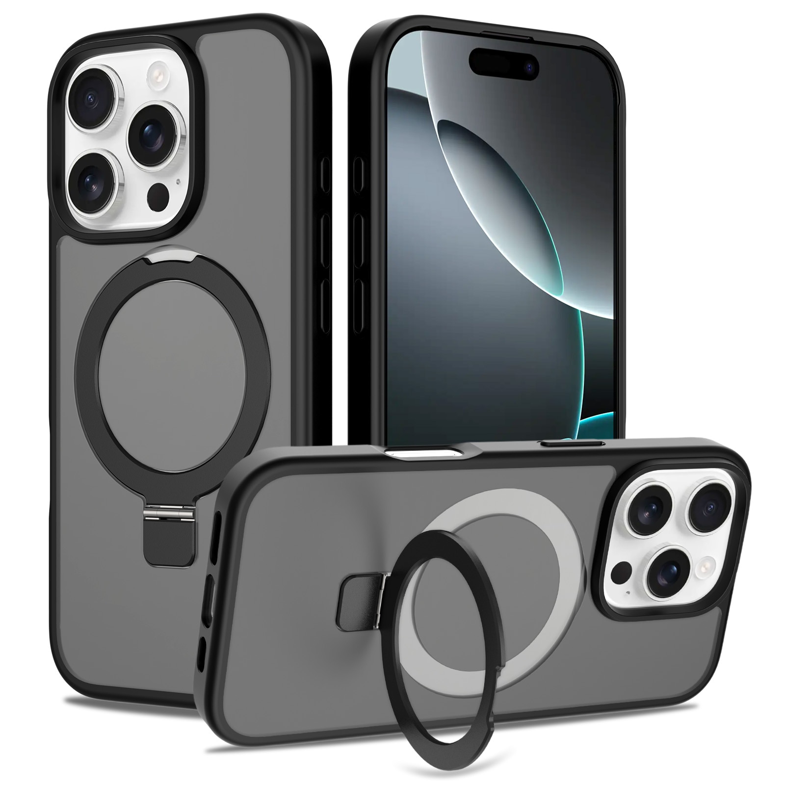 Hybridskal Magnetic Ring iPhone 16 Pro Max Svart