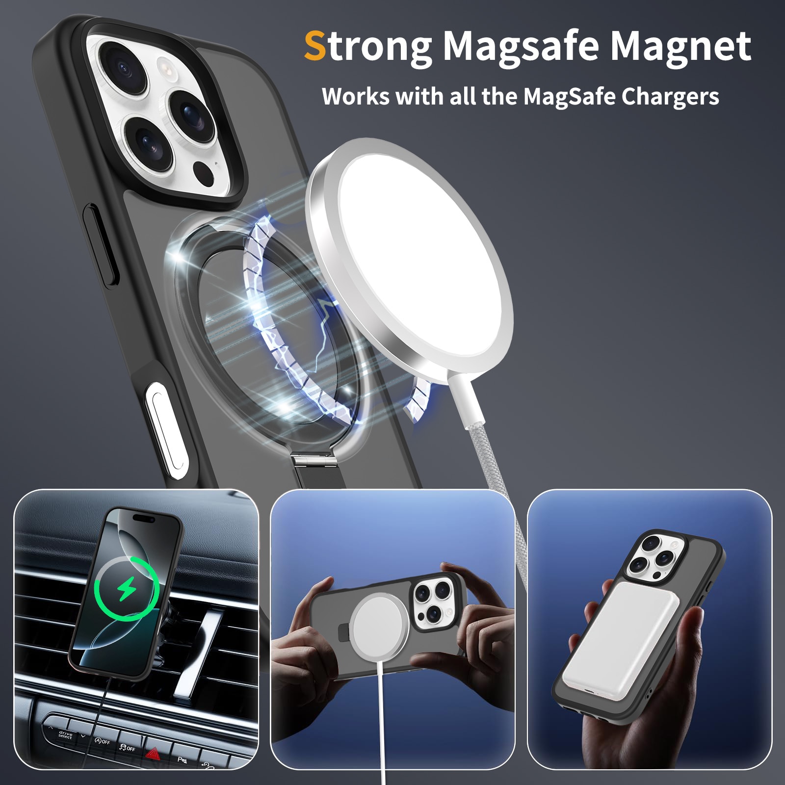 Hybridskal Magnetic Ring iPhone 16 Pro Max Svart