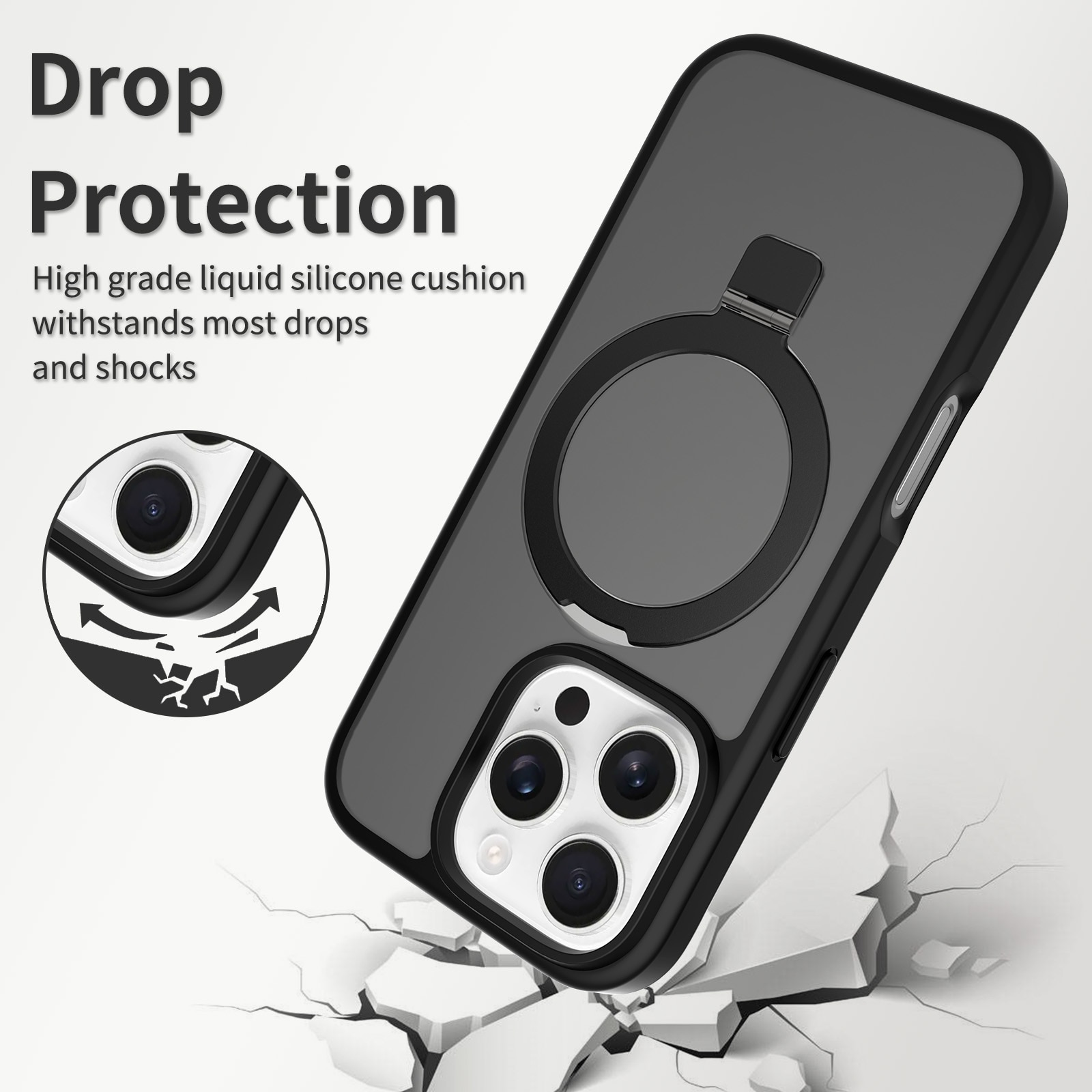Hybridskal Magnetic Ring iPhone 16 Pro Max Svart