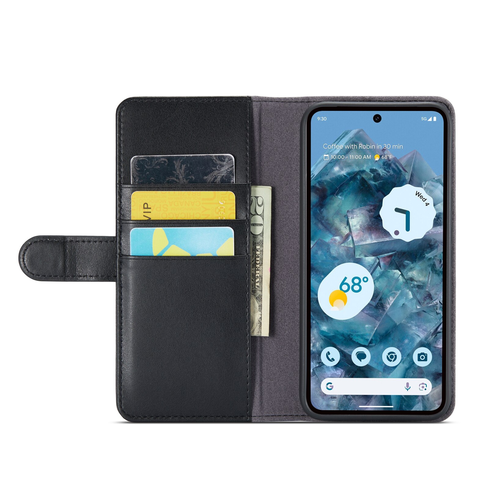 Äkta Läderfodral Google Pixel 9 Pro XL Svart