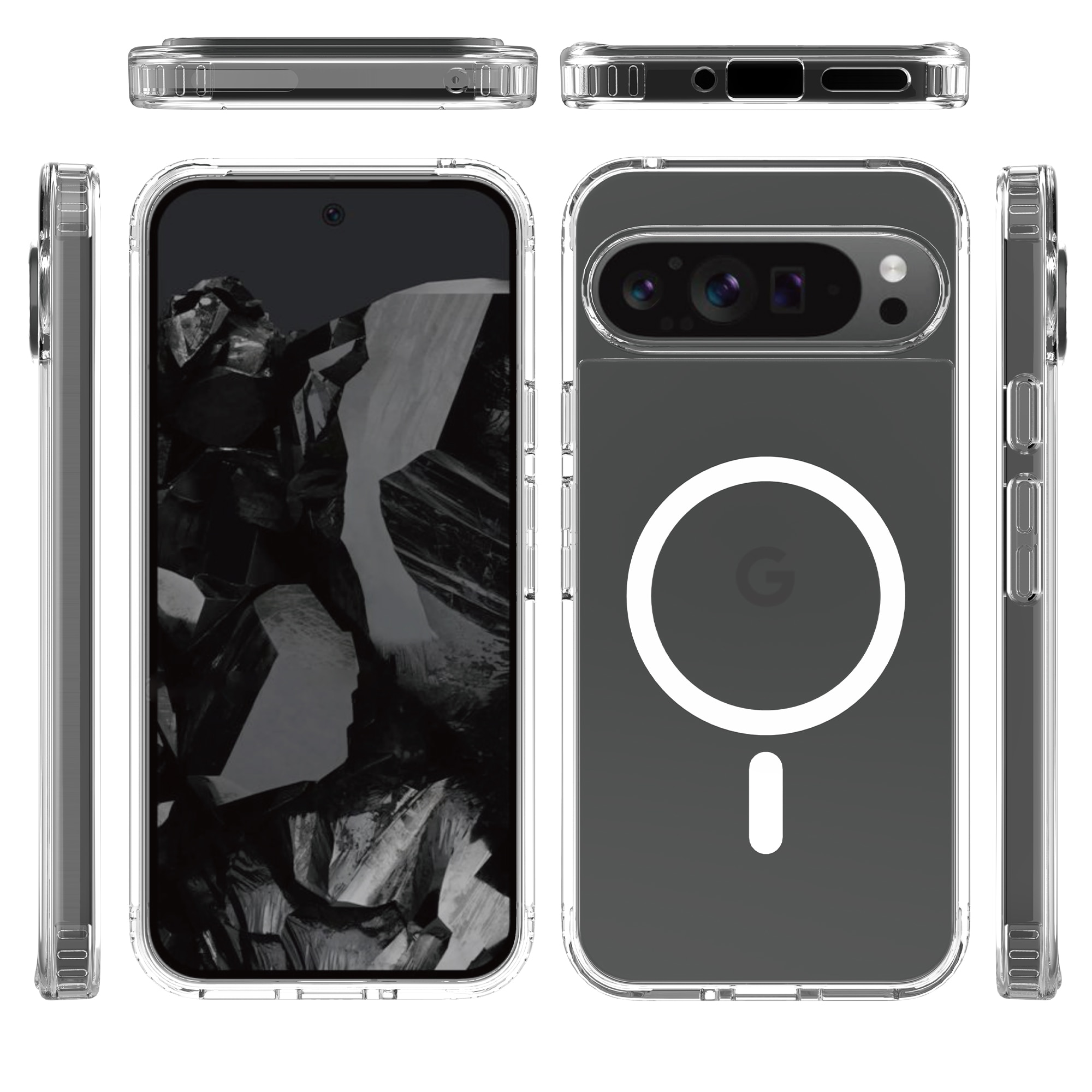 Hybridskal MagSafe Google Pixel 9 Pro XL Genomskinlig