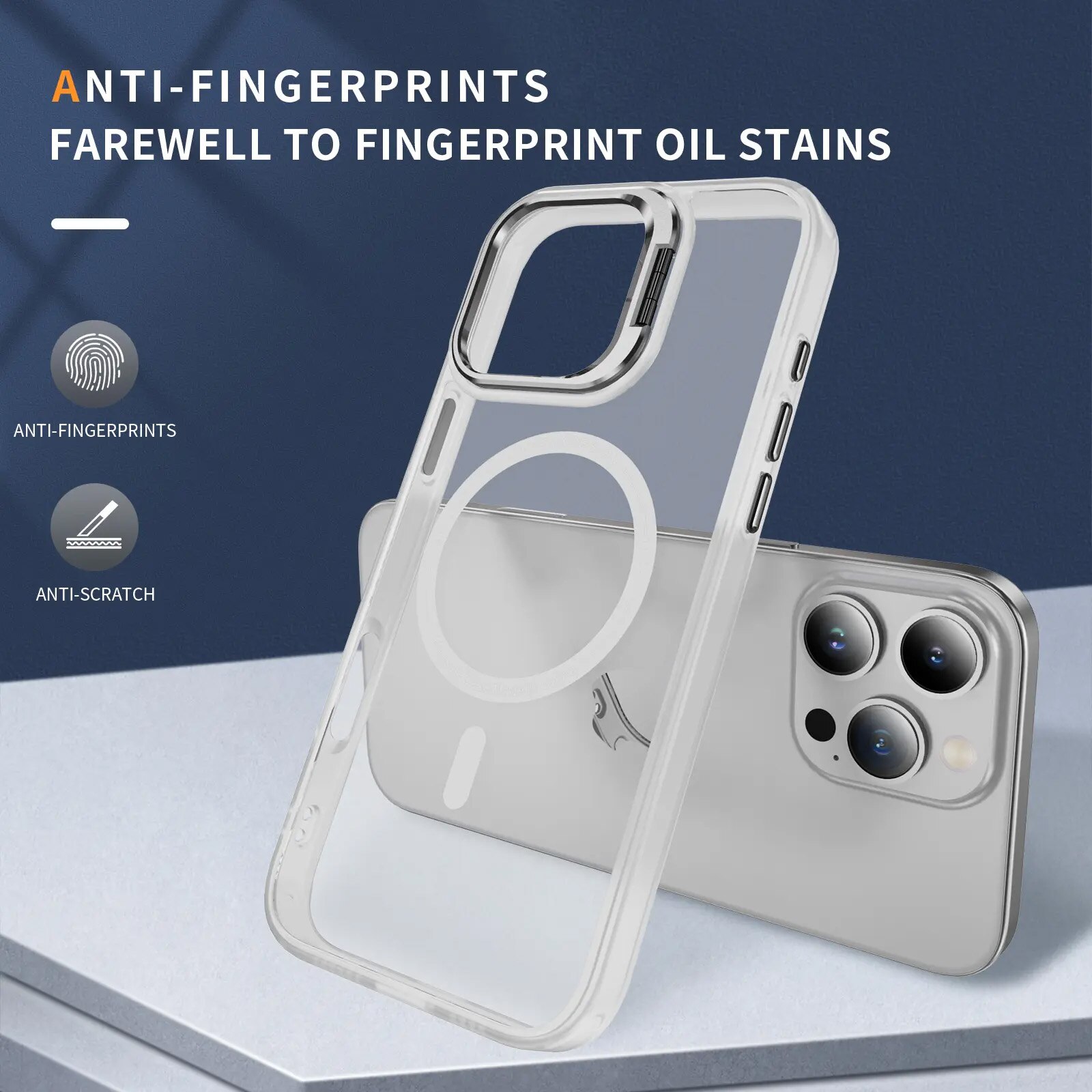 Hybridskal Kickstand MagSafe iPhone 16 Pro Genomskinlig