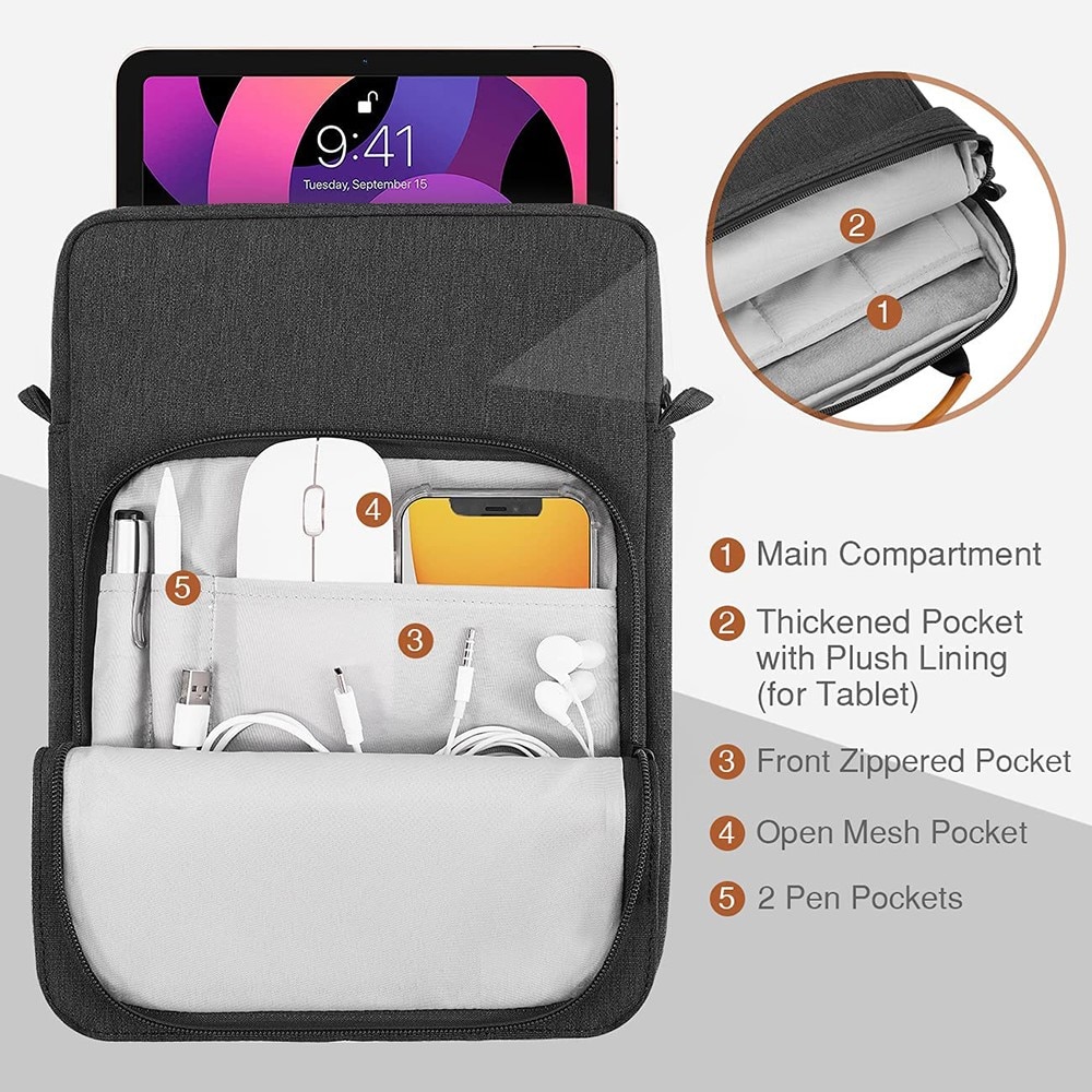 Surfplatteväska med axelrem till 11" tablet grå