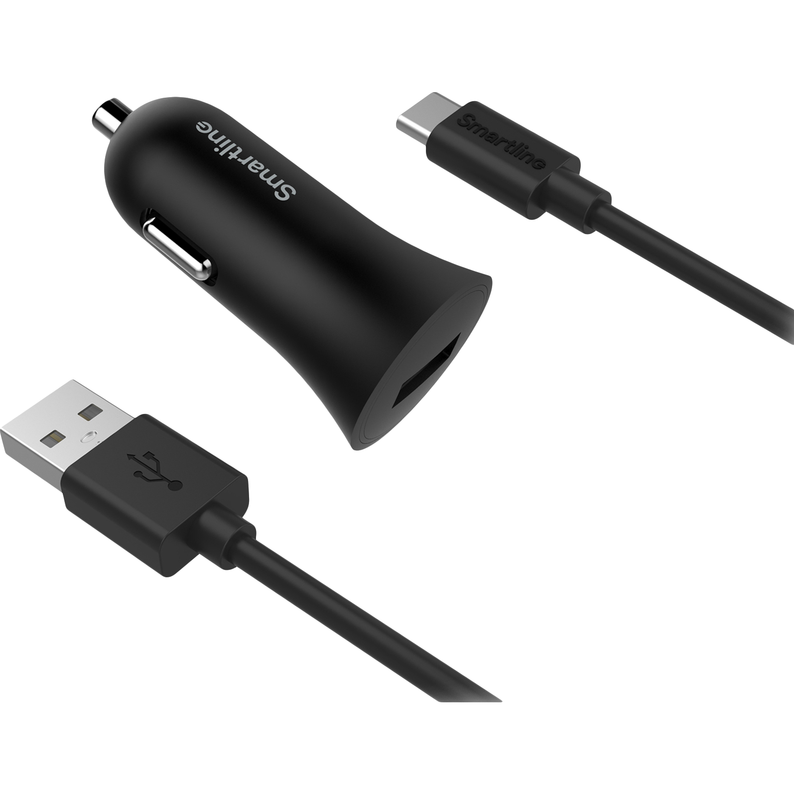 Billaddare USB+1M USB-C Kabel Svart