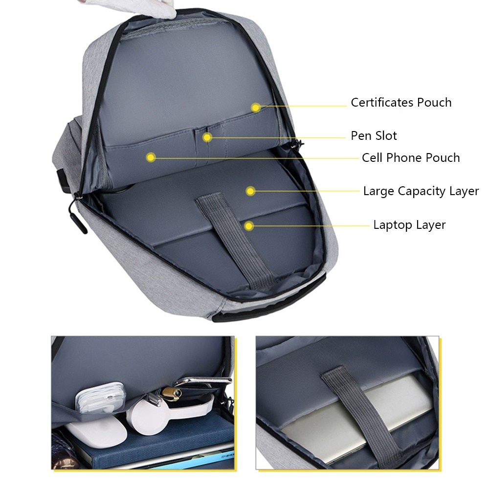 Vattenresistent Nylonryggsäck för laptops upp till 16" grå