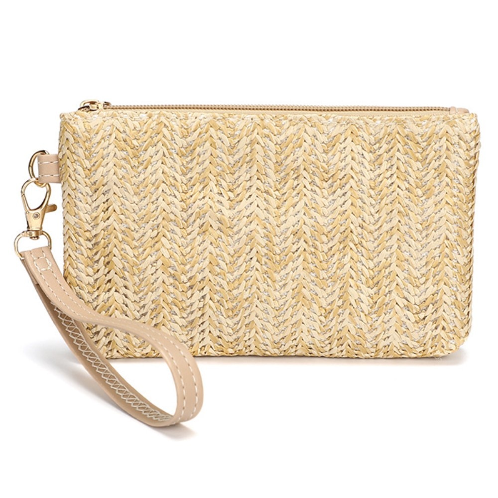 Wristlet Clutch Väska Flätad beige