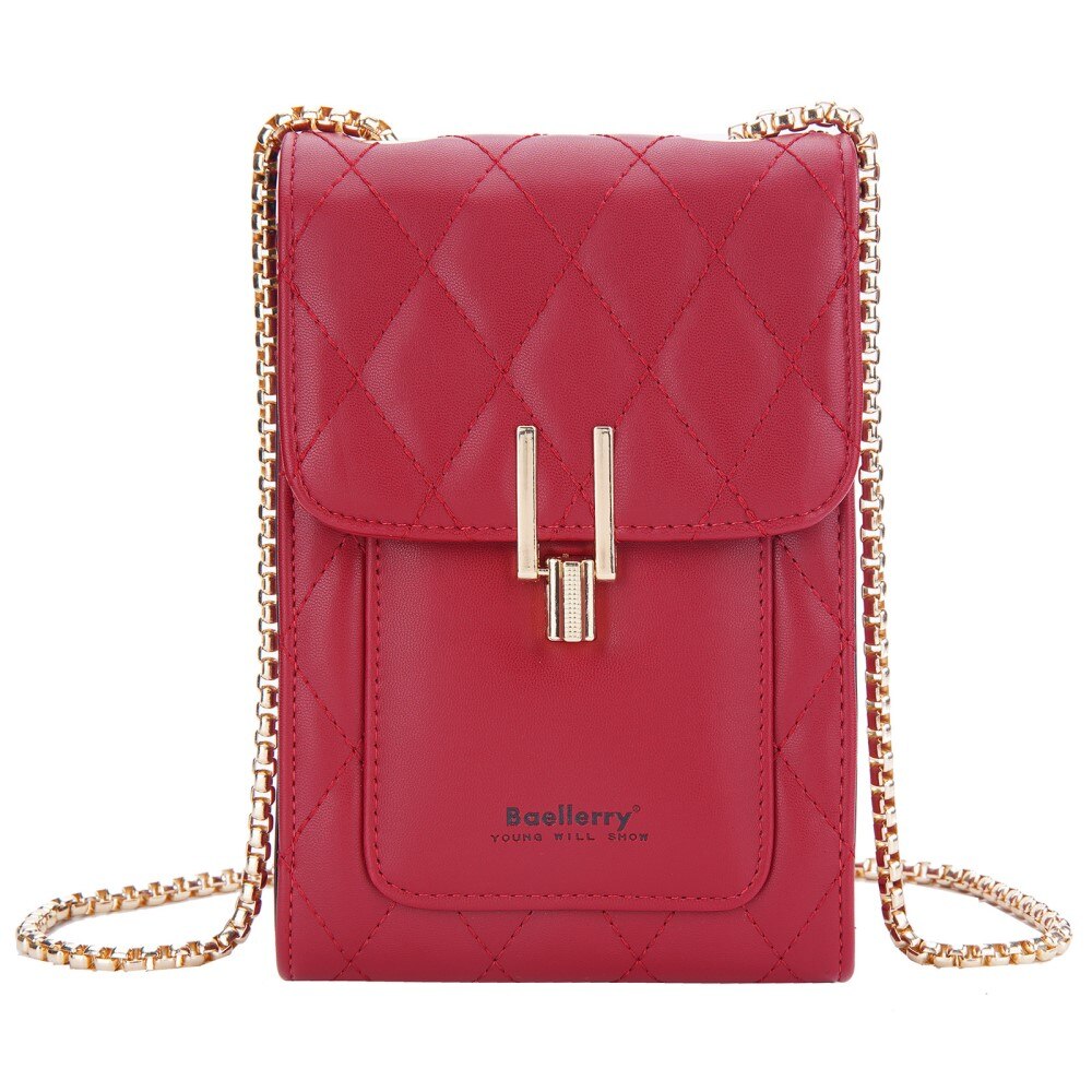 Quilted Crossbody Mini Wallet röd