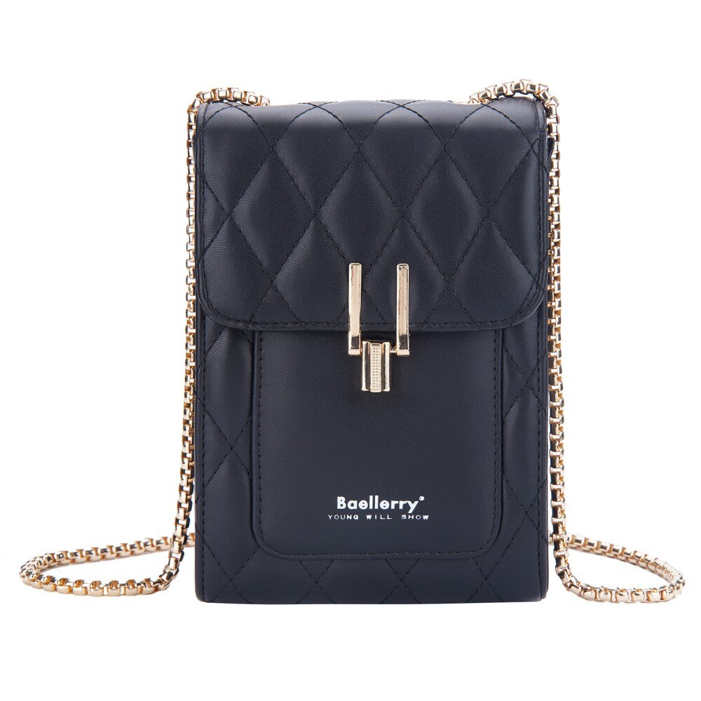Quilted Crossbody Mini Wallet svart