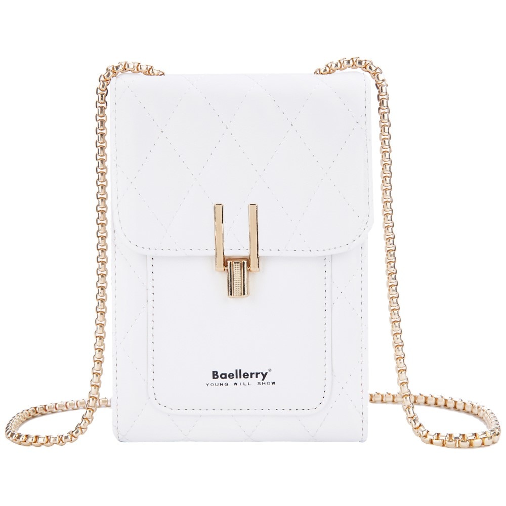 Quilted Crossbody Mini Wallet vit
