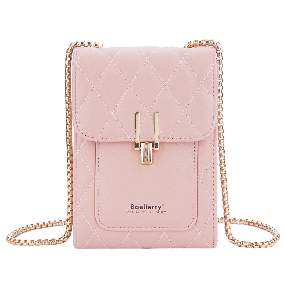 Quilted Crossbody Mini Wallet rosa