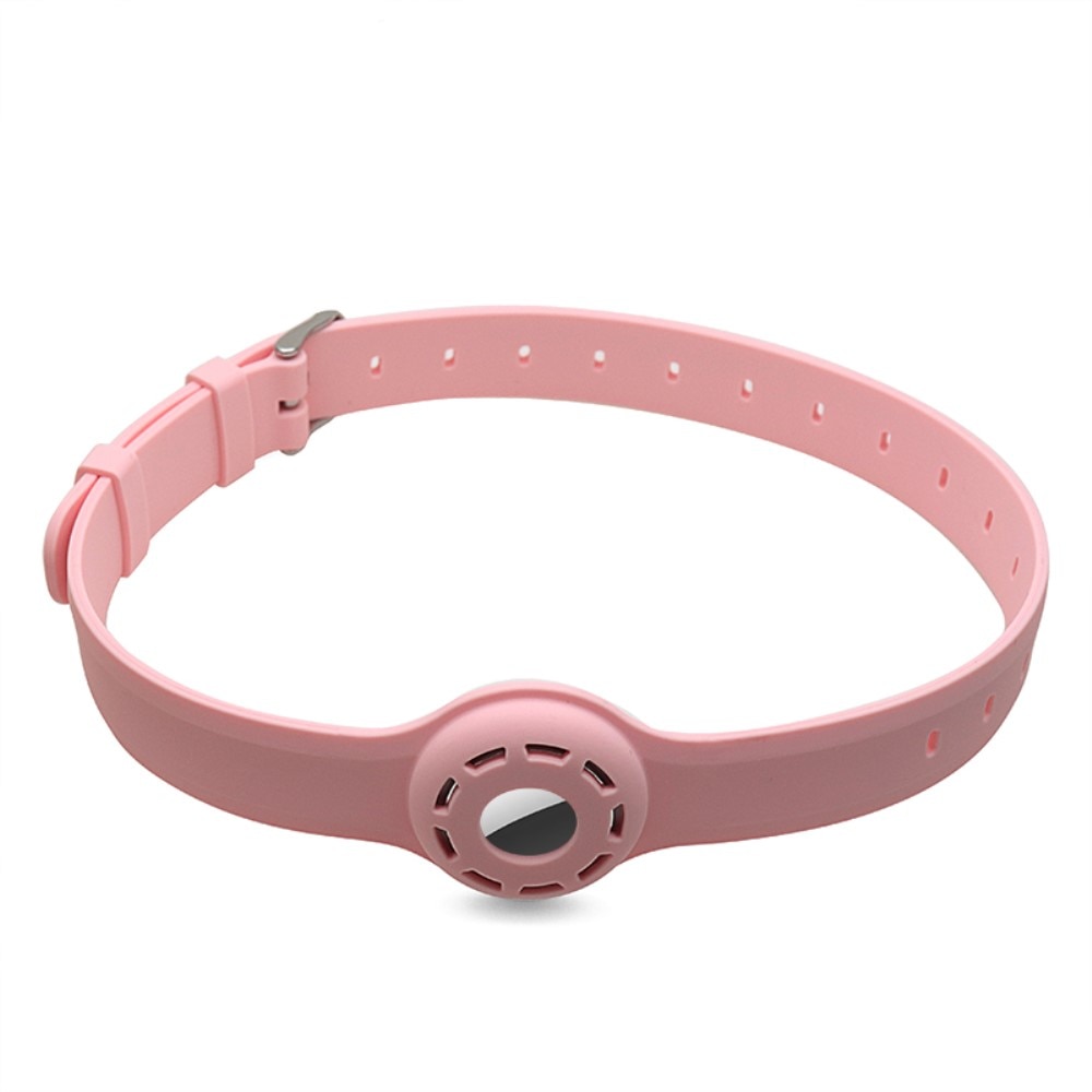 AirTag hundhalsband silikon rosa