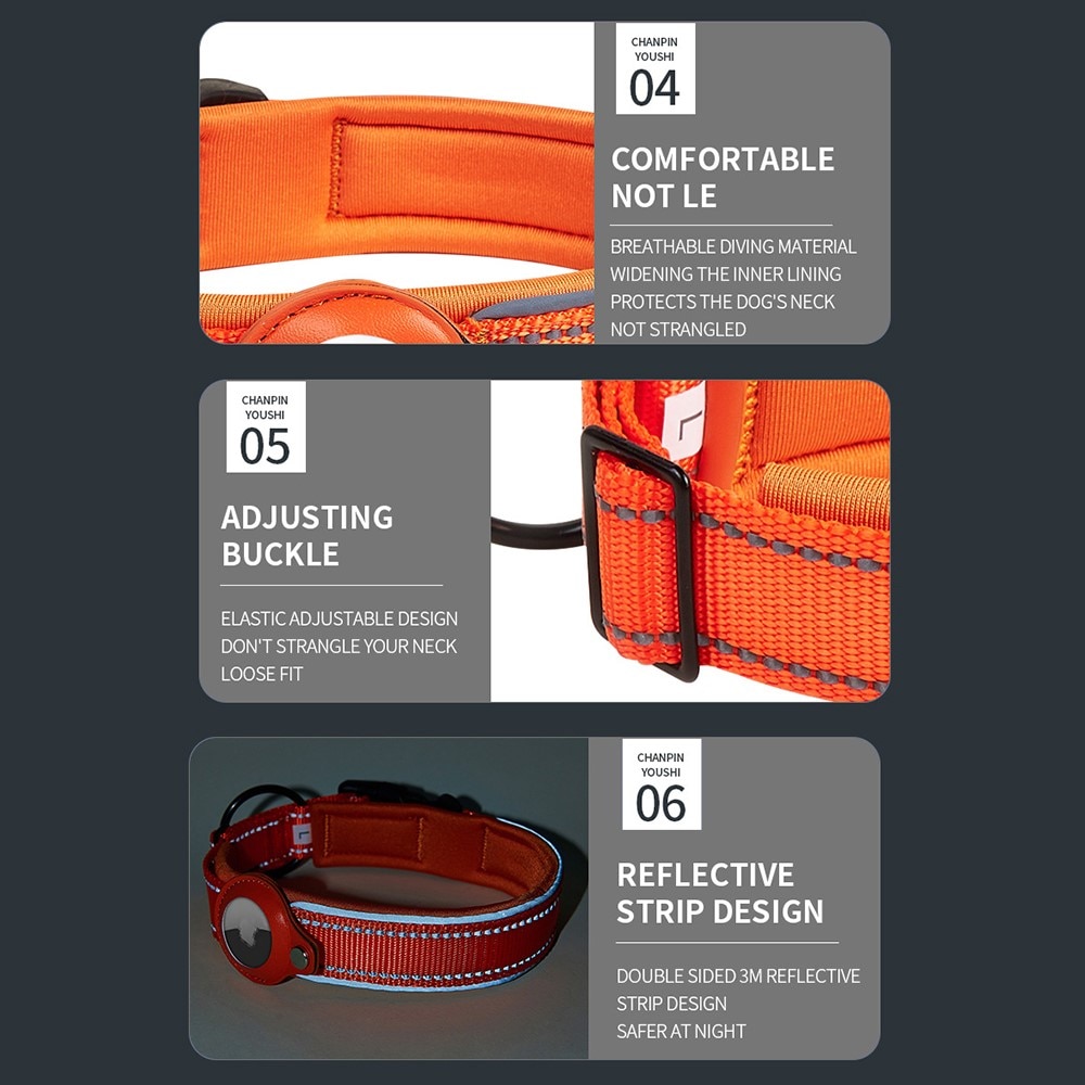 Apple AirTag Hundhalsband med Reflex S svart