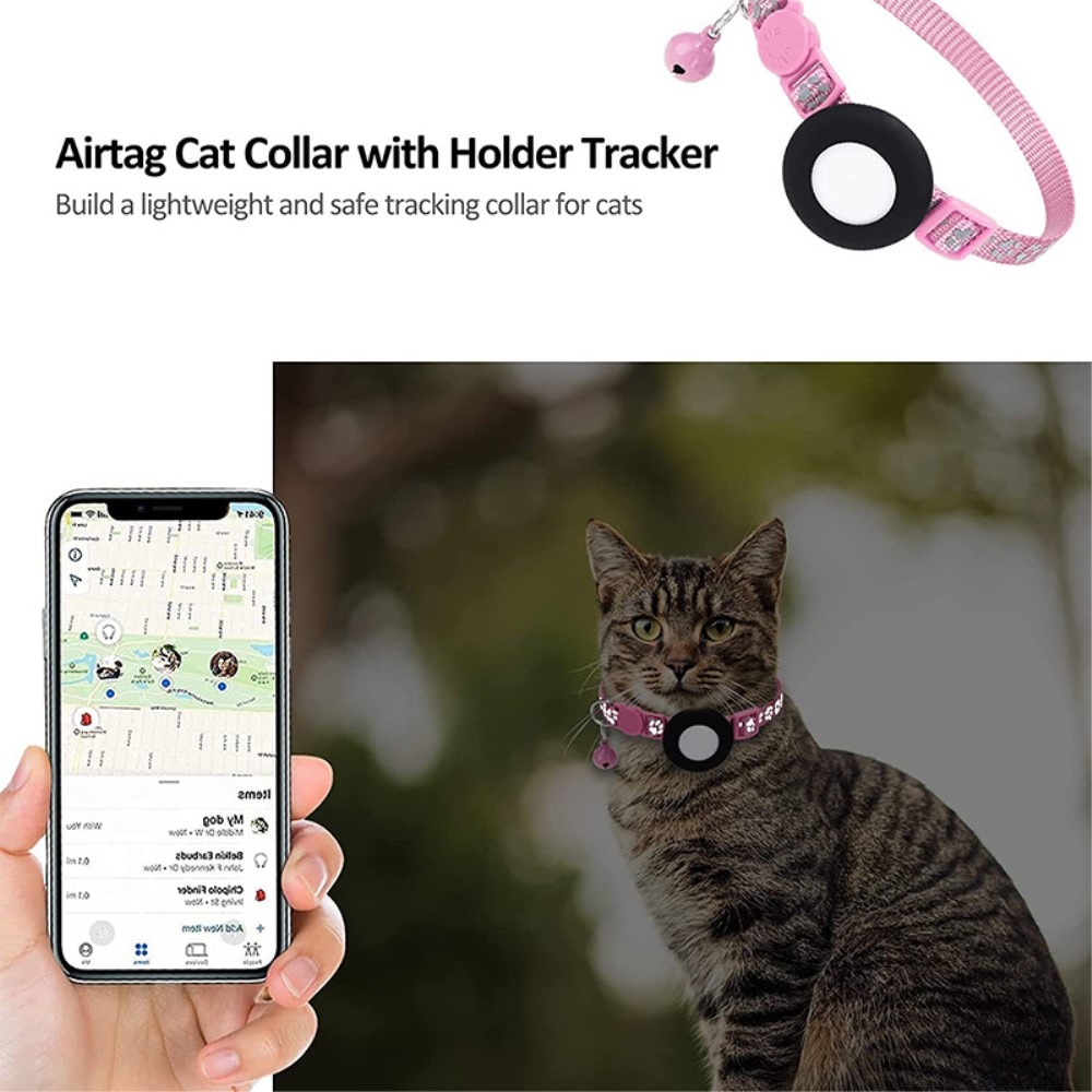 Apple AirTag Katthalsband Reflex Tassavtryck rosa