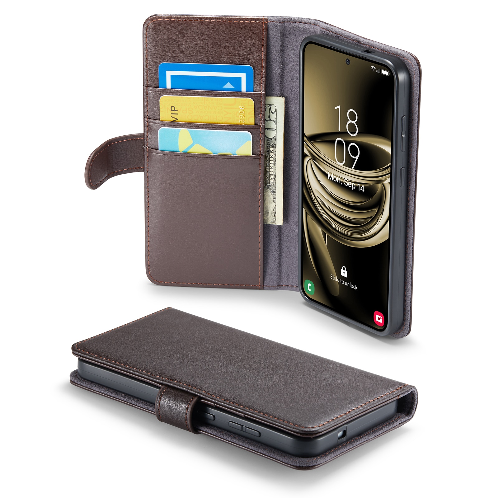 Äkta Läderfodral Samsung Galaxy S25 Plus Brun