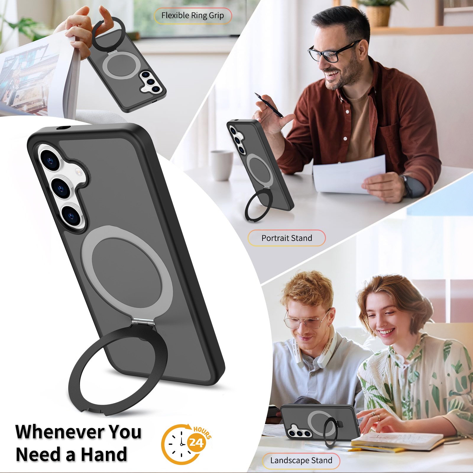 Hybridskal Magnetic Ring Samsung Galaxy S25 Svart