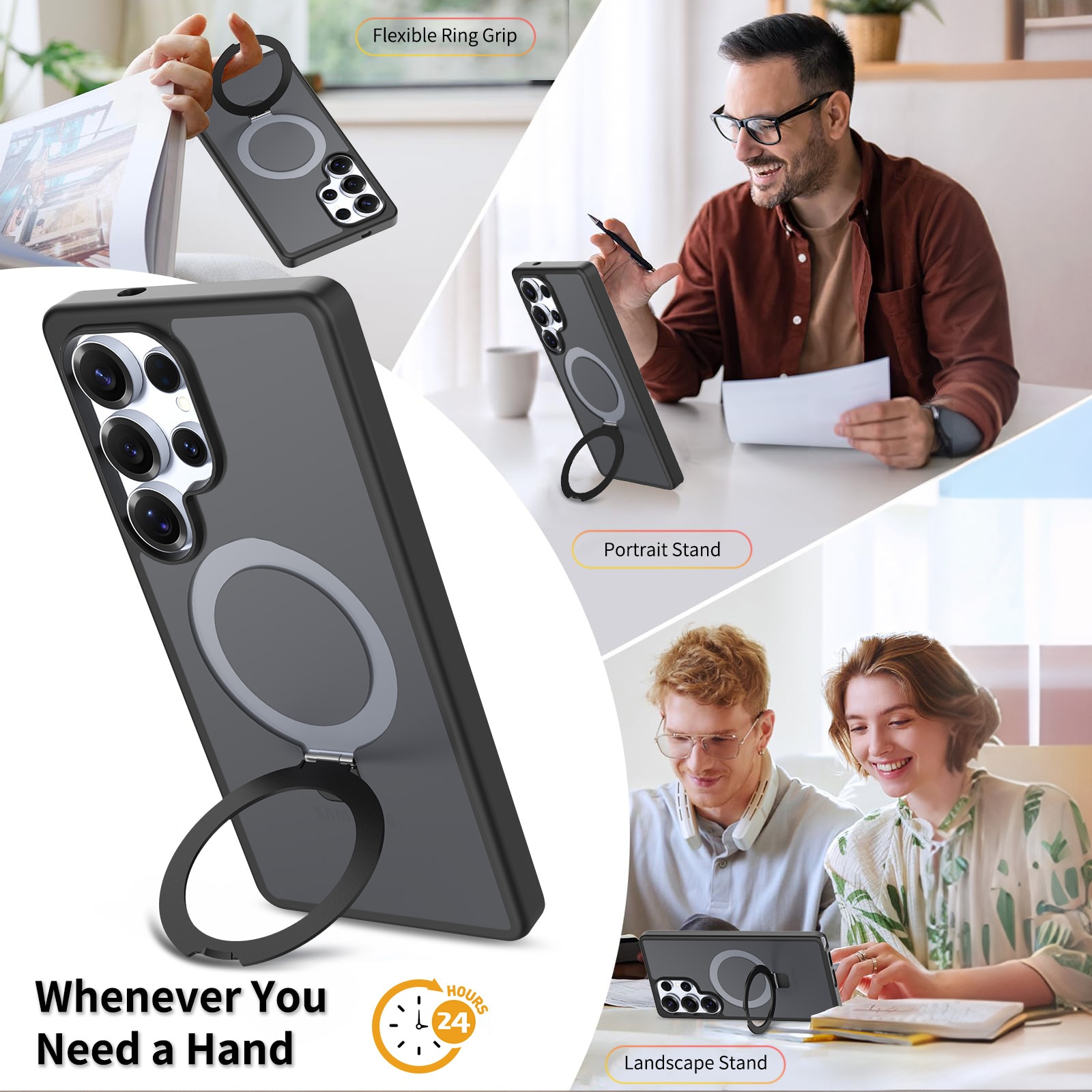 Hybridskal Magnetic Ring Samsung Galaxy S25 Ultra Svart