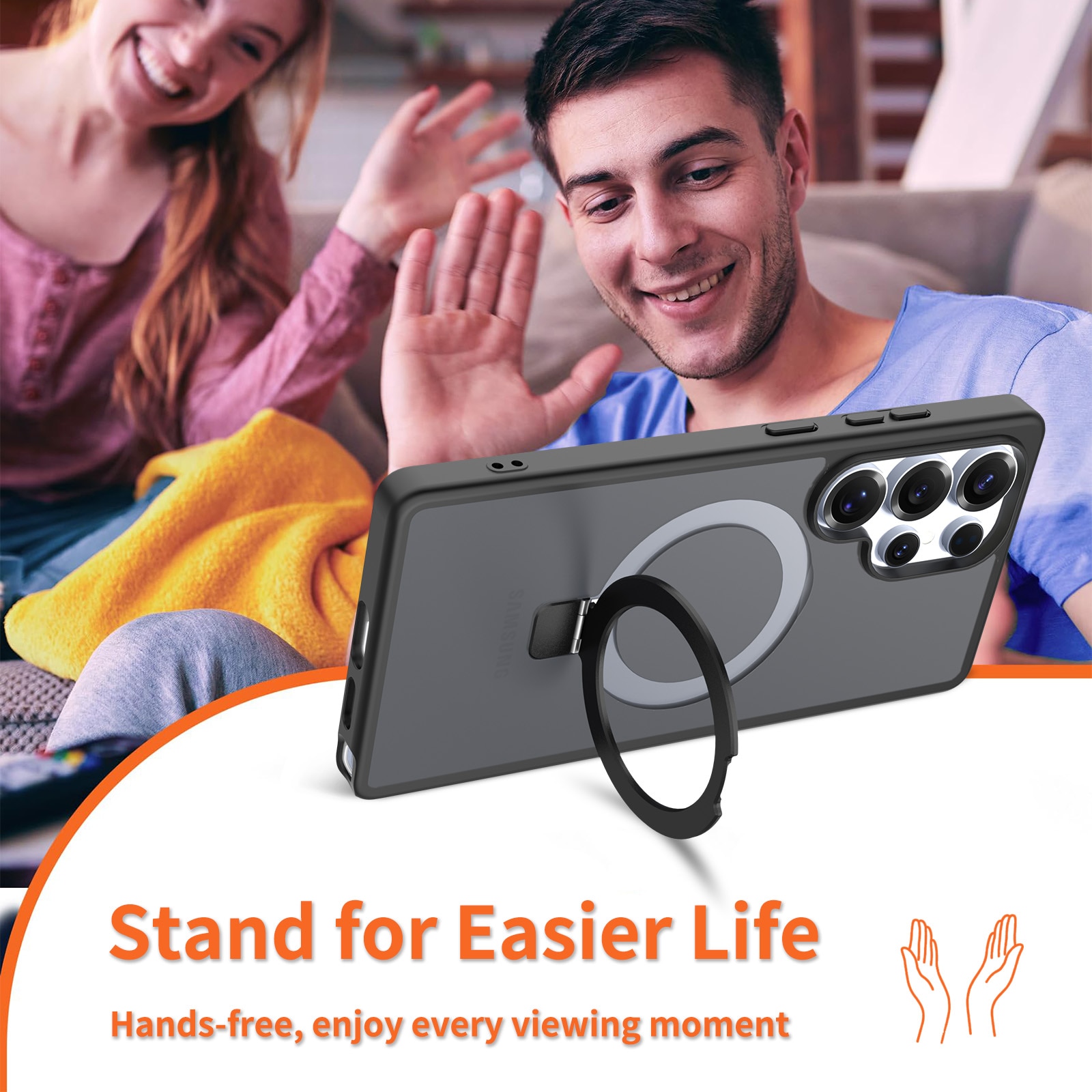 Hybridskal Magnetic Ring Samsung Galaxy S25 Ultra Svart