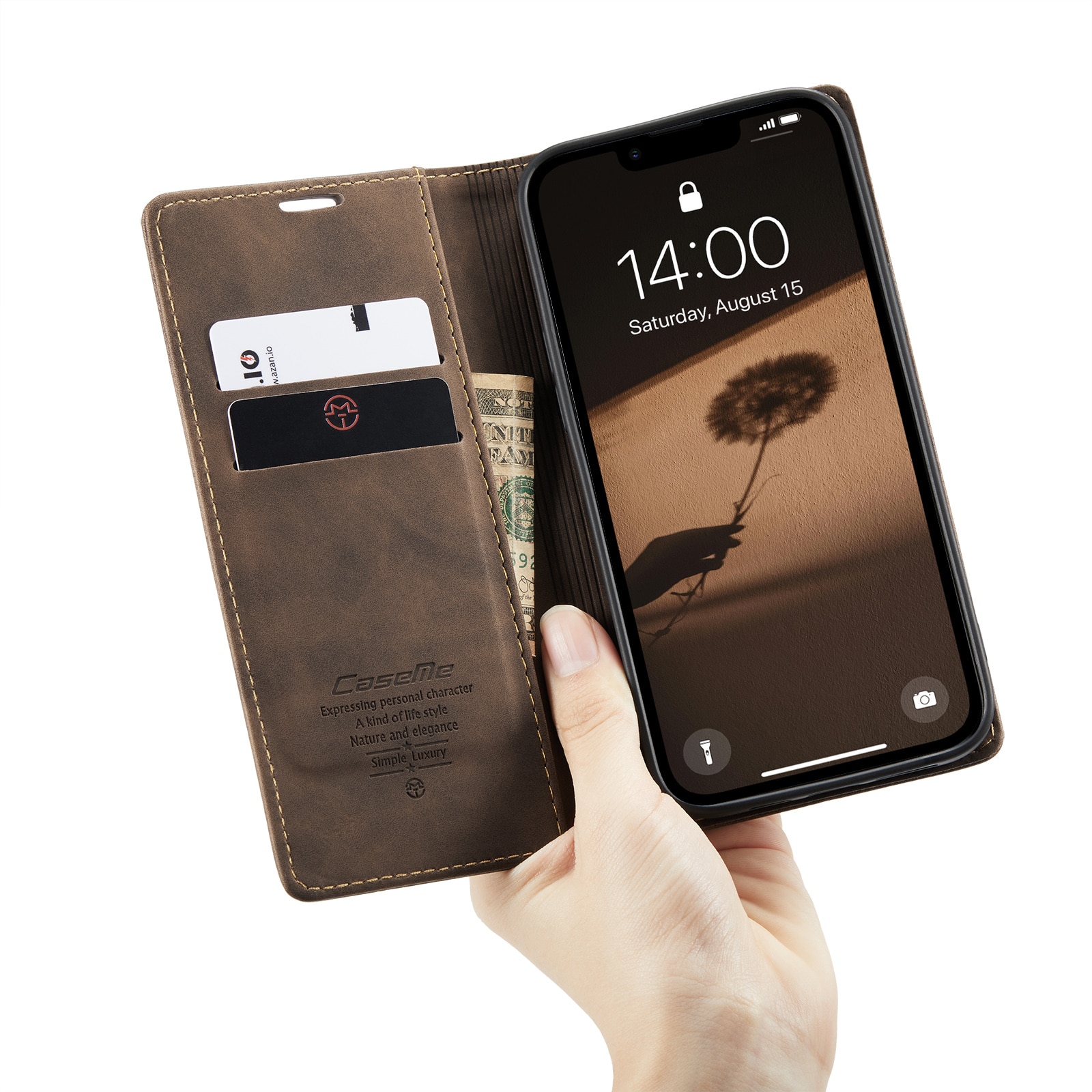Slim Plånboksfodral iPhone 16e Brun