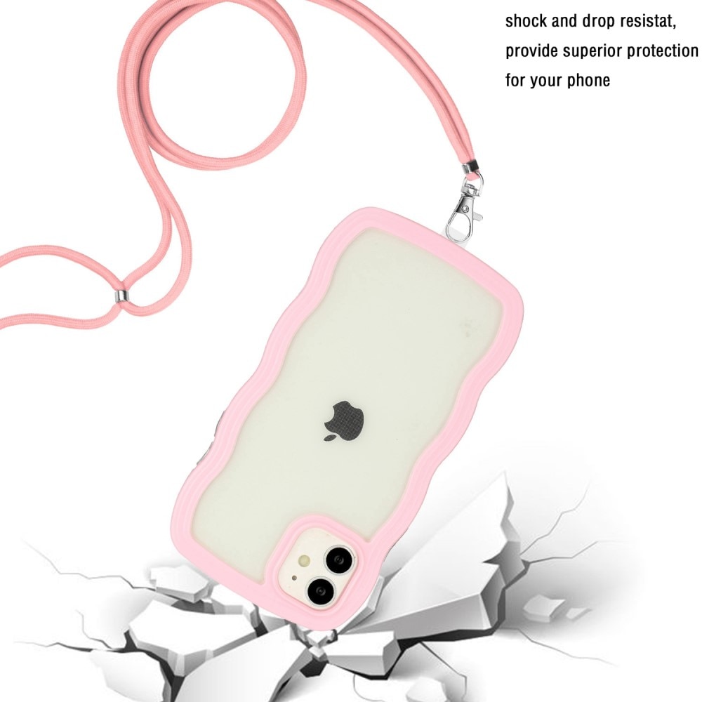 Wavy Edge Skal Halsband iPhone 11 rosa