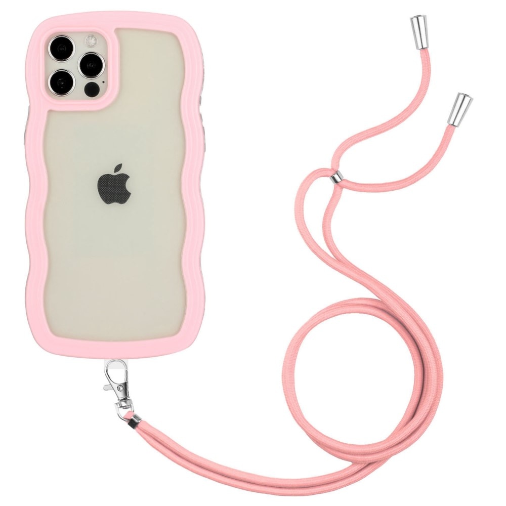 Wavy Edge Skal Halsband iPhone 12/12 Pro rosa