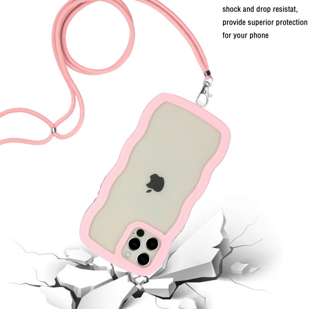 Wavy Edge Skal Halsband iPhone 12/12 Pro rosa