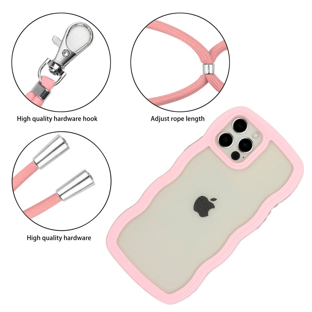 Wavy Edge Skal Halsband iPhone 12/12 Pro rosa