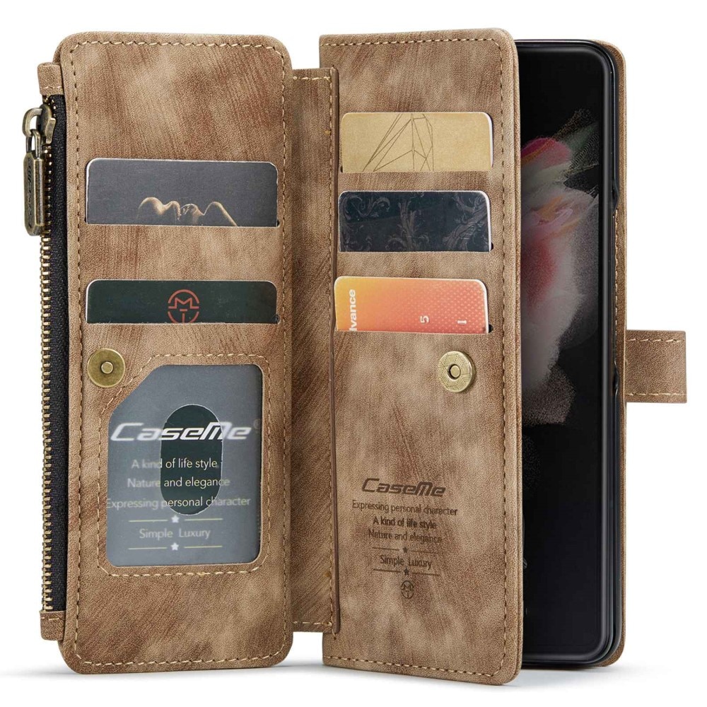 Zipper Plånboksfodral Samsung Galaxy Z Fold 4 brun