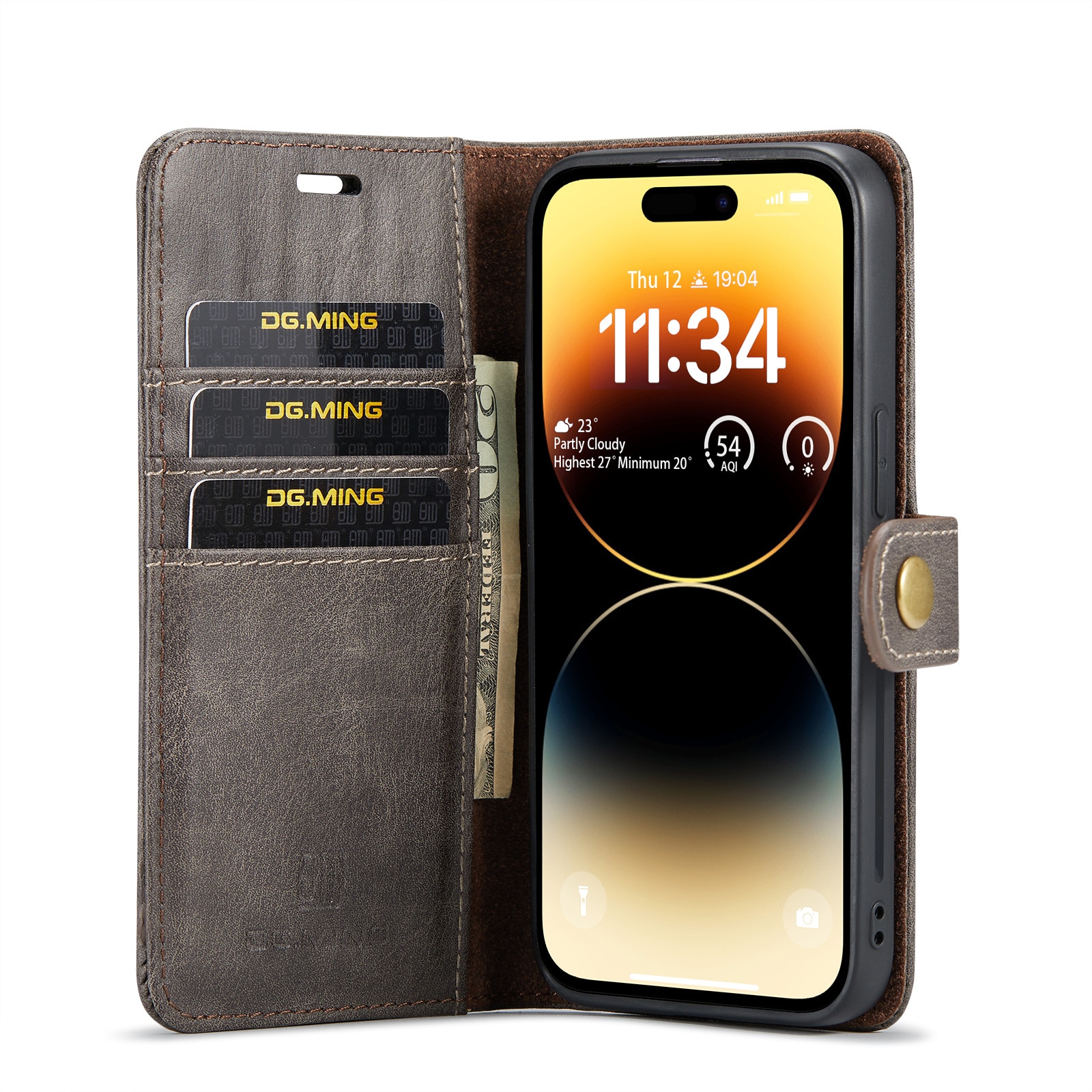 Magnet Wallet iPhone 14 Pro Max Brown