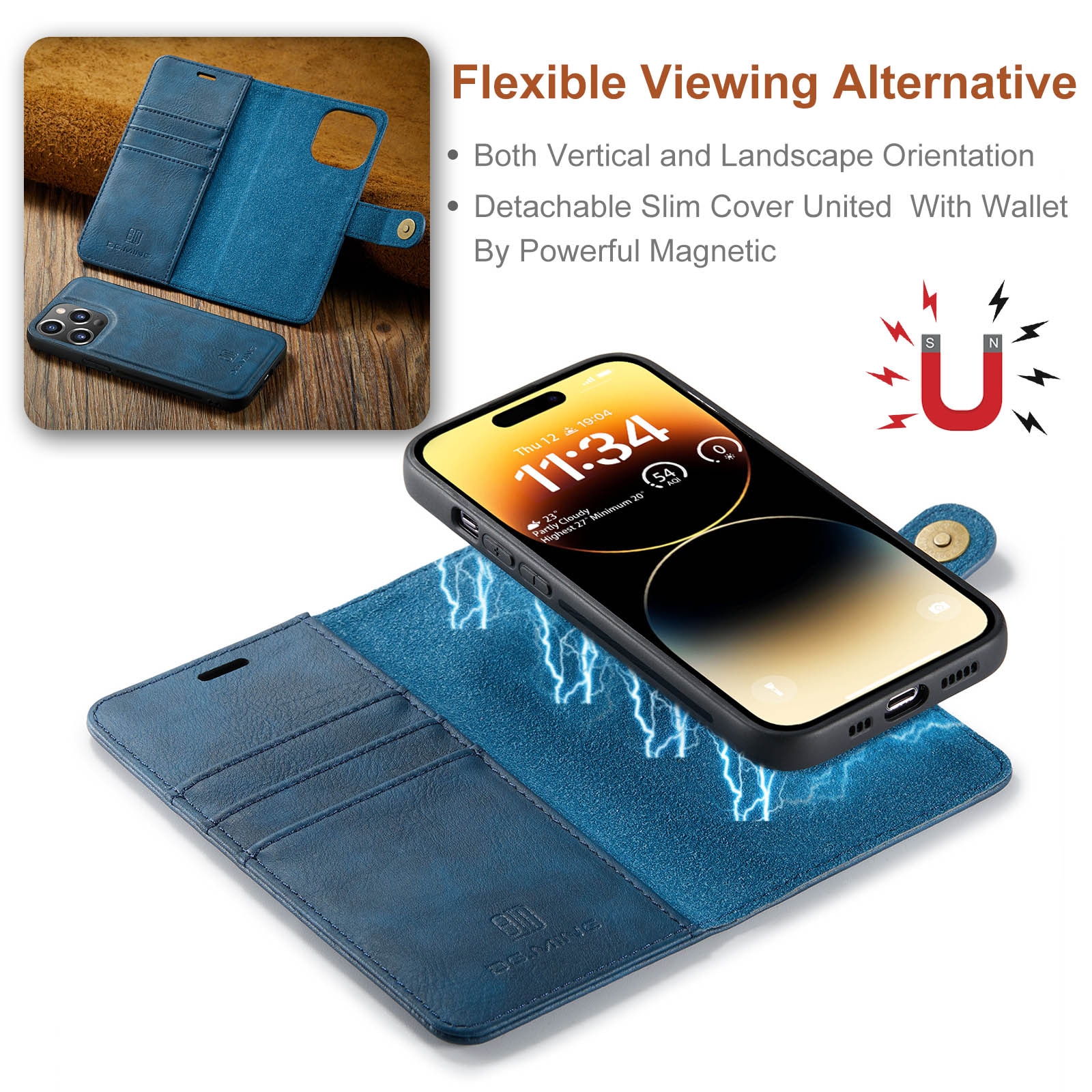 Magnet Wallet iPhone 14 Pro Blue