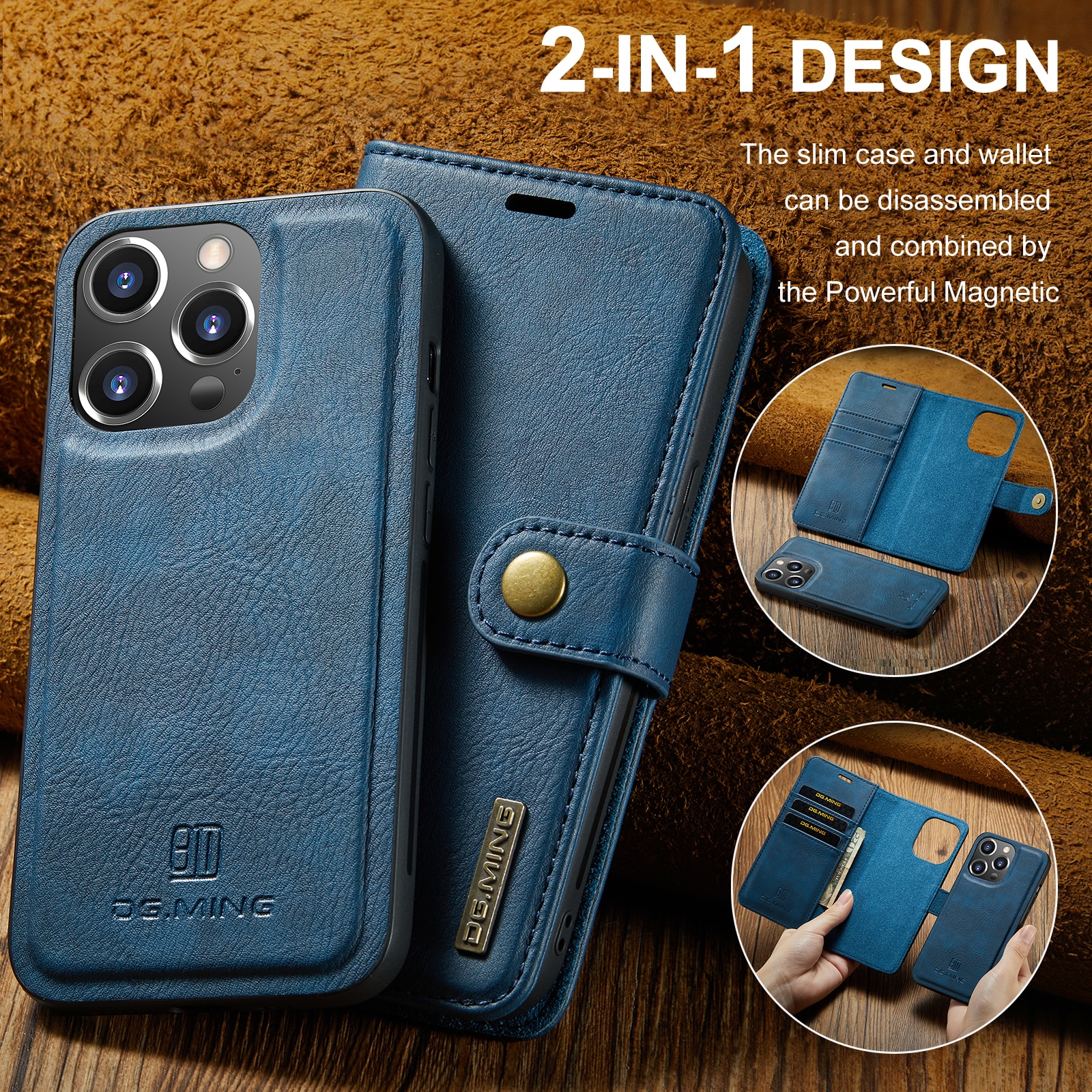 Magnet Wallet iPhone 15 Pro Max Blue